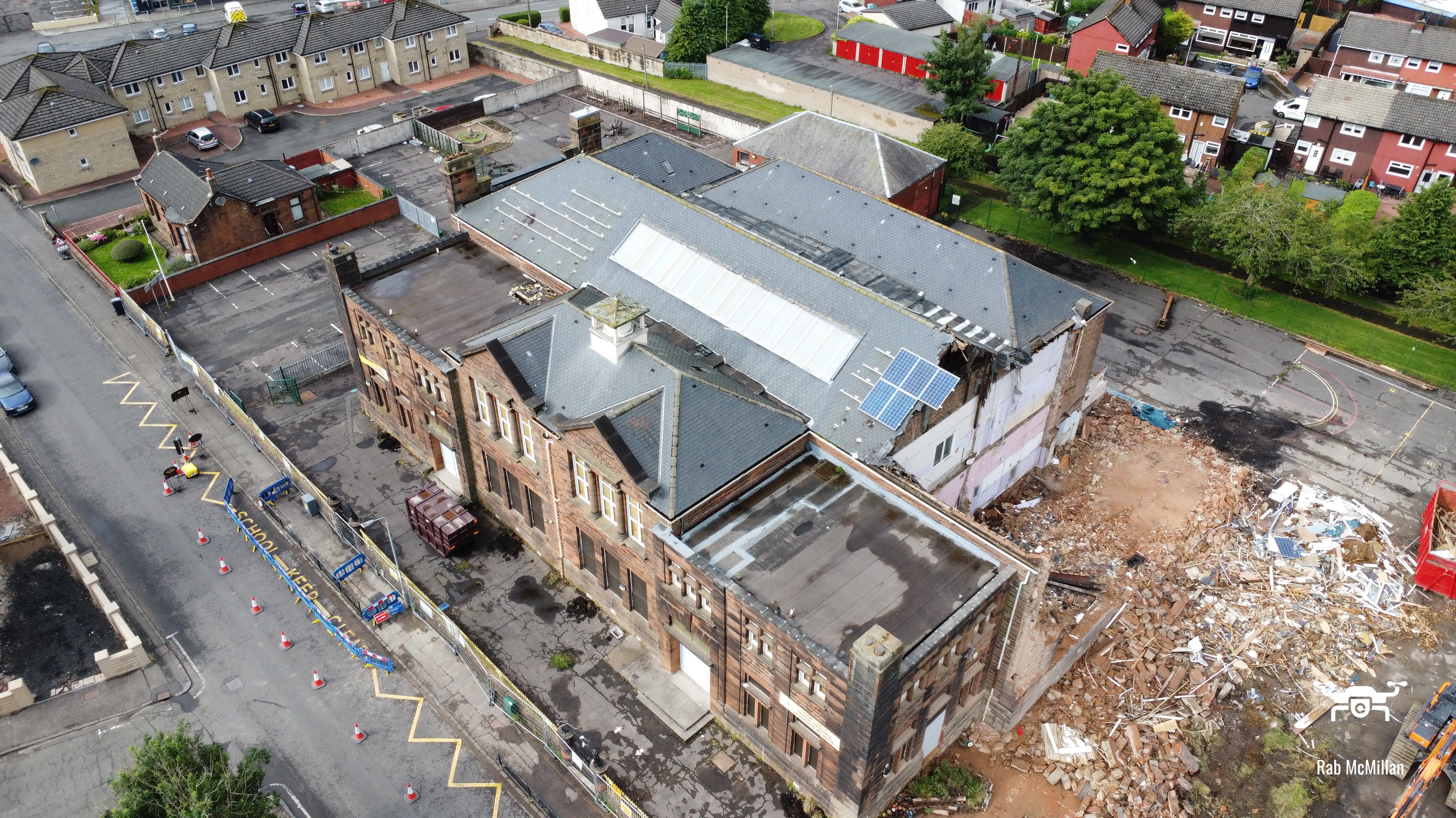 Demolition of Newmains School, 2023.
