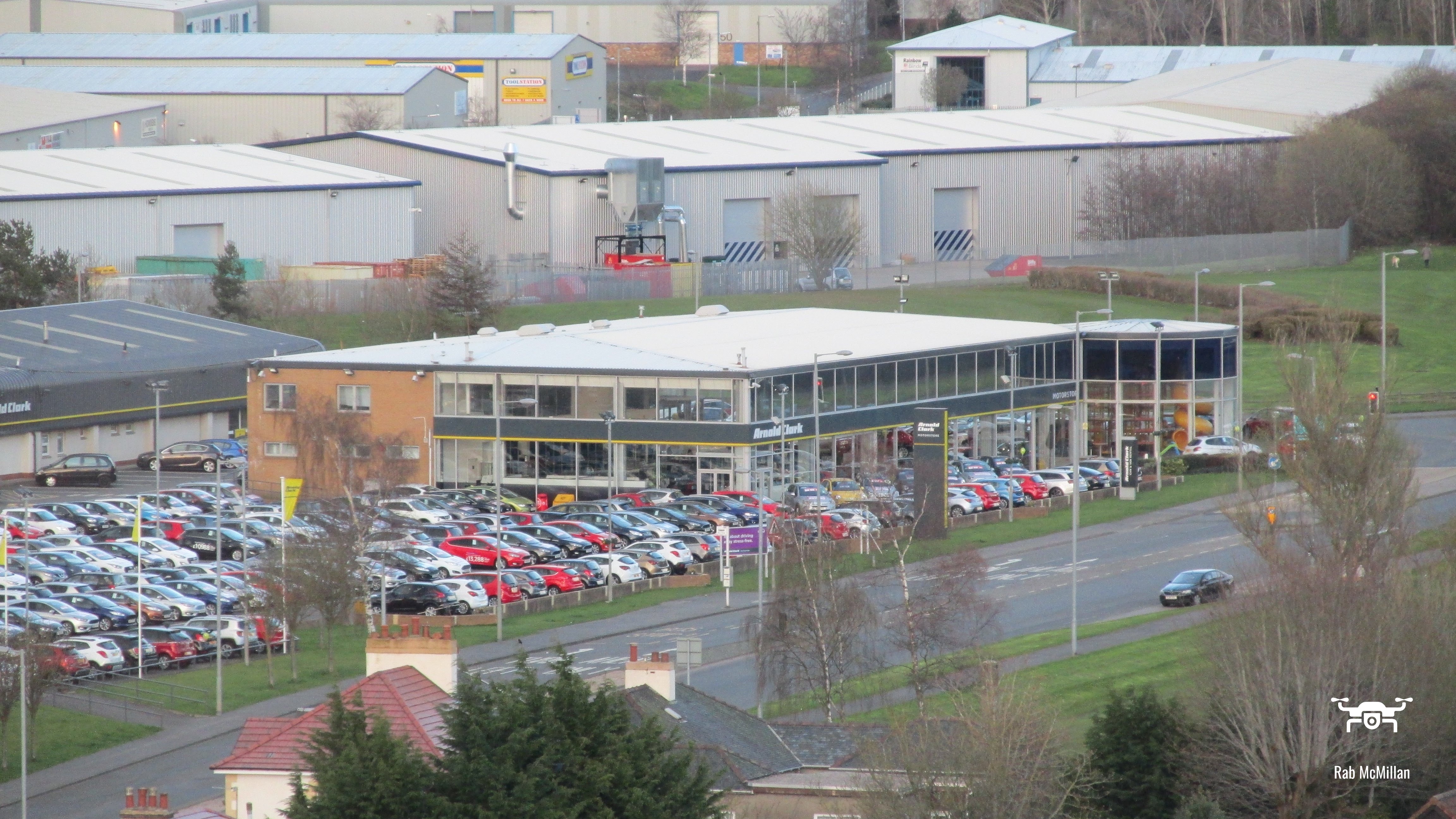 Looking over Arnold Clark and Netherton Industrial Estate, Wishaw, 2016.