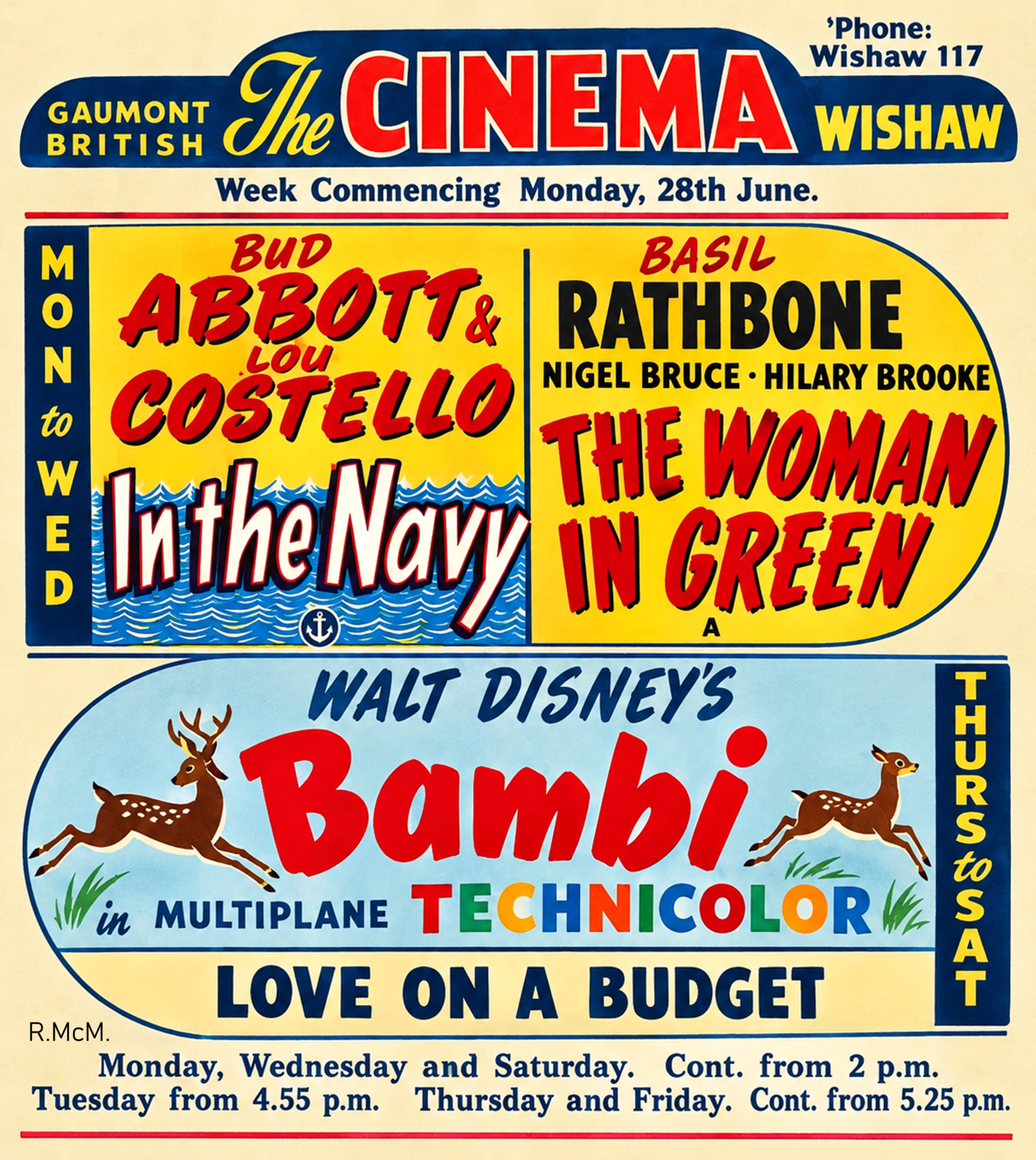 Bambi at the Cinema, Kirk Road, Wishaw, 1948.