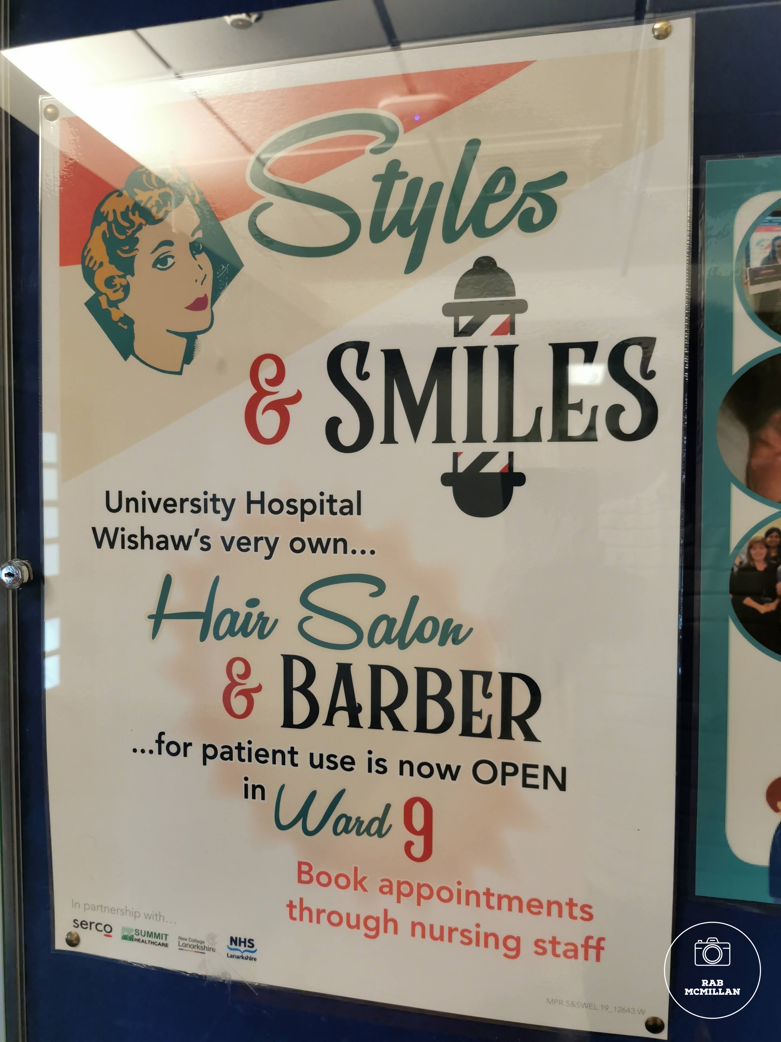 Hair Salon and Barber, University Hospital, Wishaw, 2022.