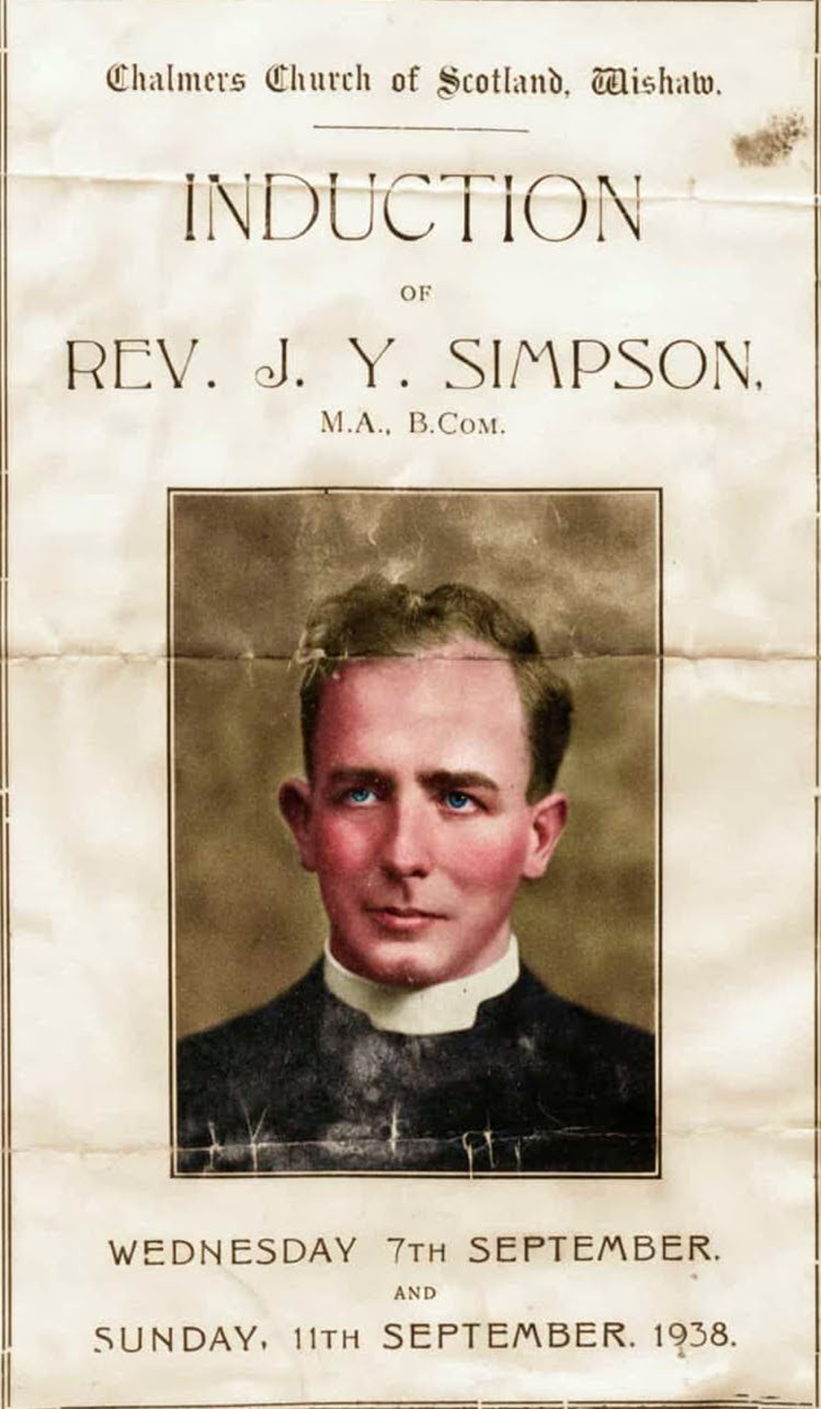 Induction of Rev. Simpson, Chalmers Church, Wishaw, 1938.