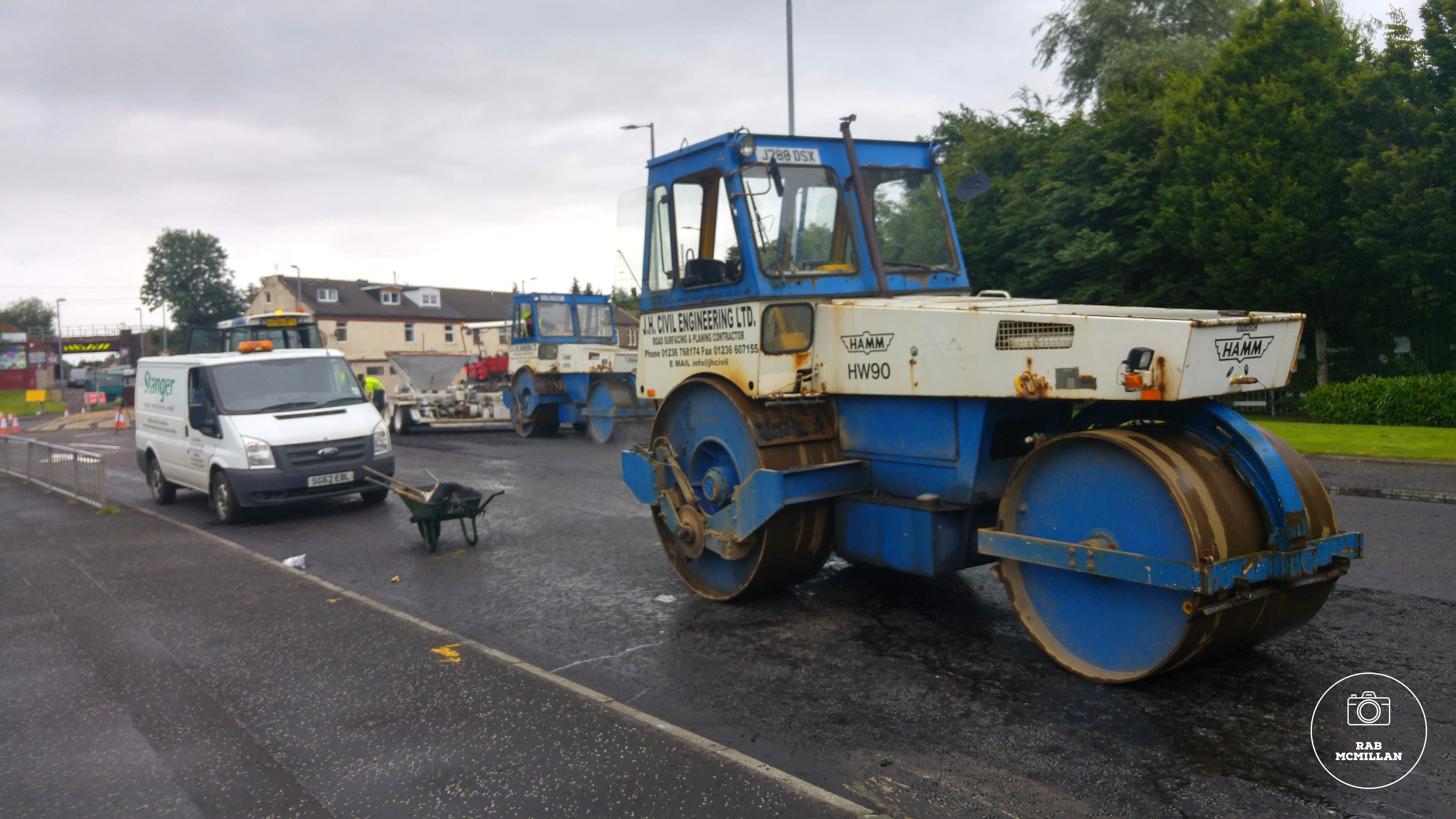 Roadworks, Netherton Street, Heathery Roundabout, Wishaw, 2016,