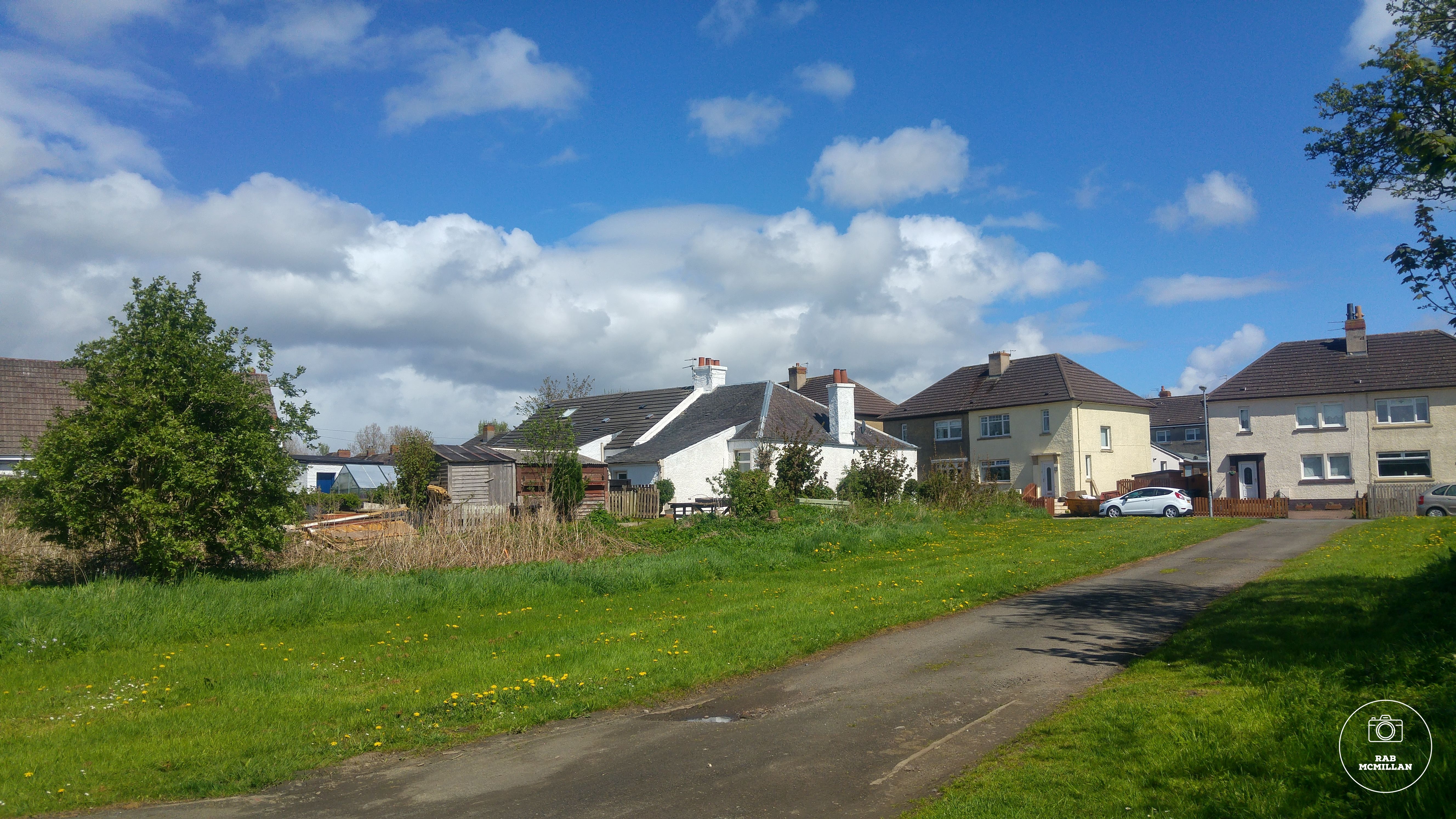 View to Dimsdale Road from Hospital Road, Wishaw, 2018.