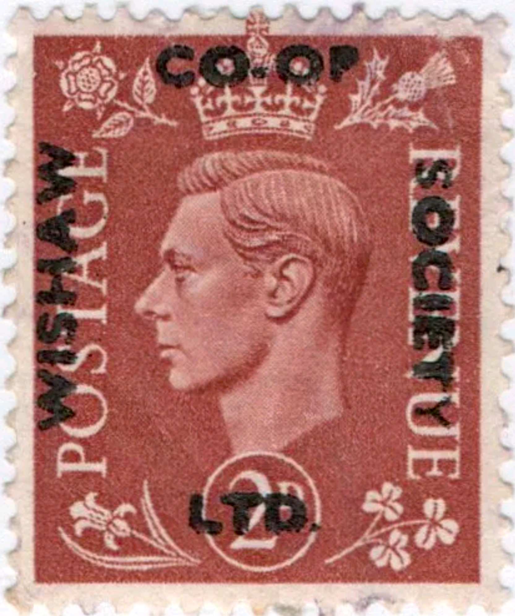 Wishaw Co-op Society Ltd on a King George VI Stamp, 1937.