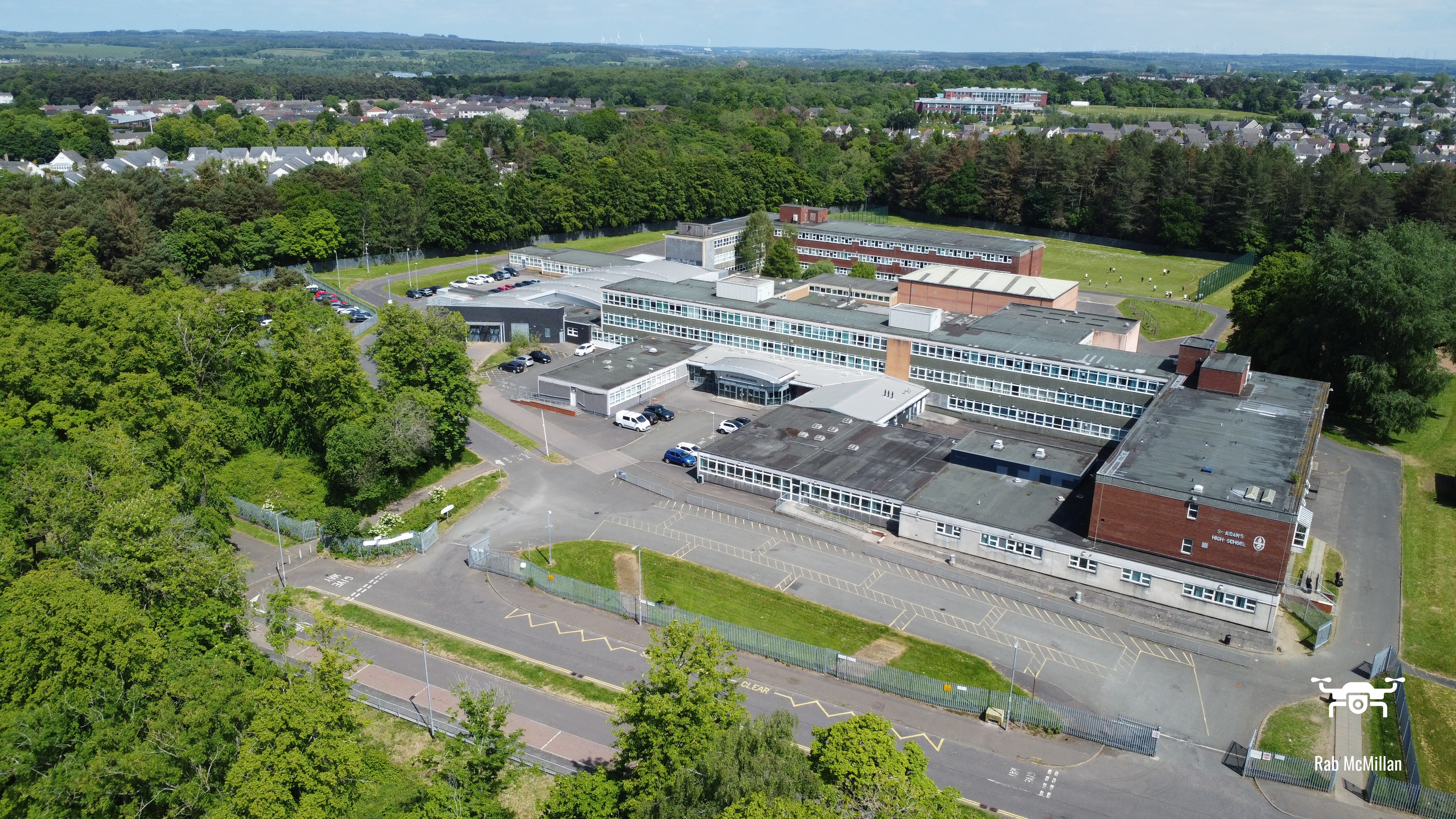 St Aidan's High School looking to Coltness High School, Wishaw, 2023.