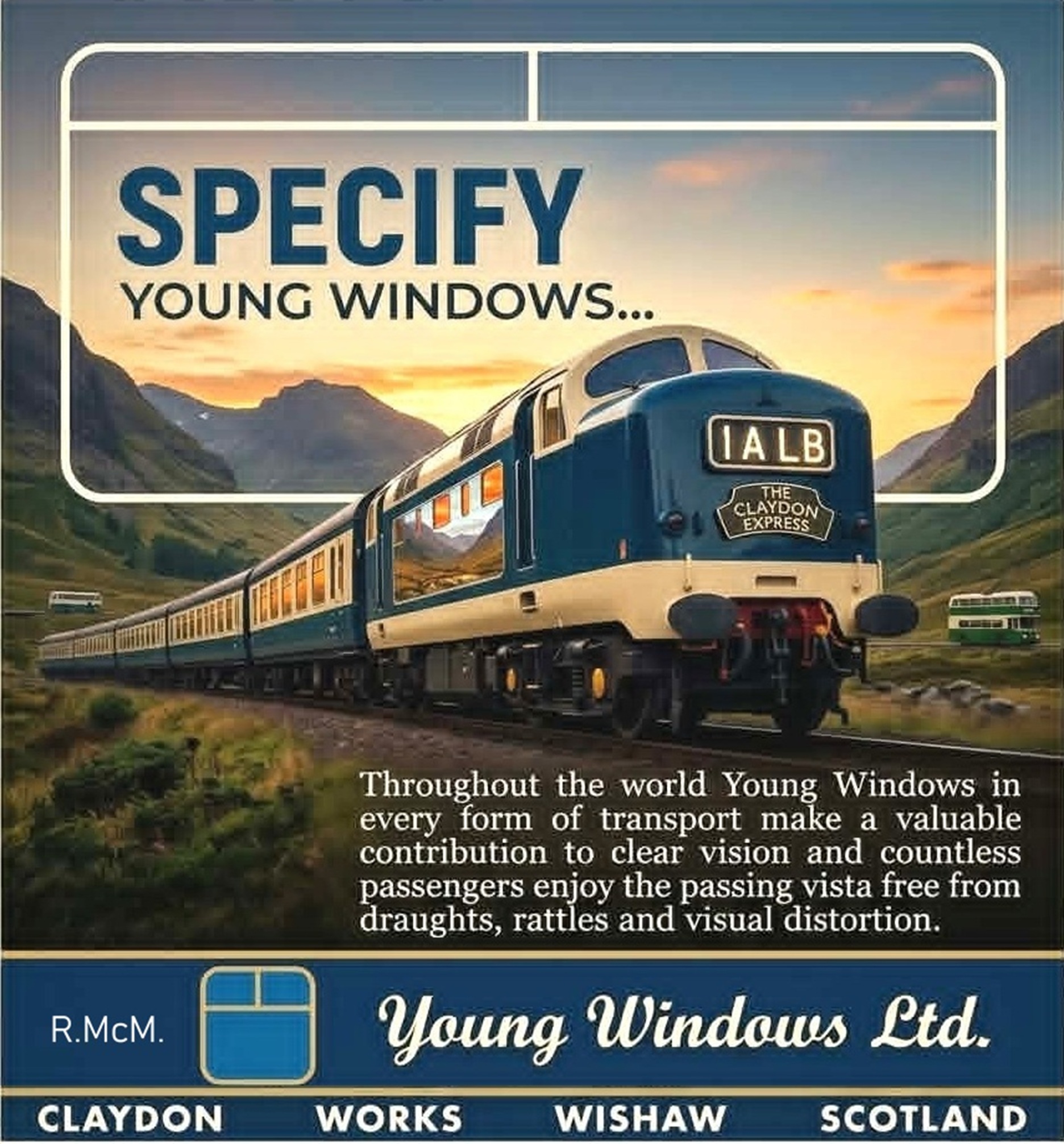 Advert for Young Windows, Millbank Road, Wishaw, mid 1900's.