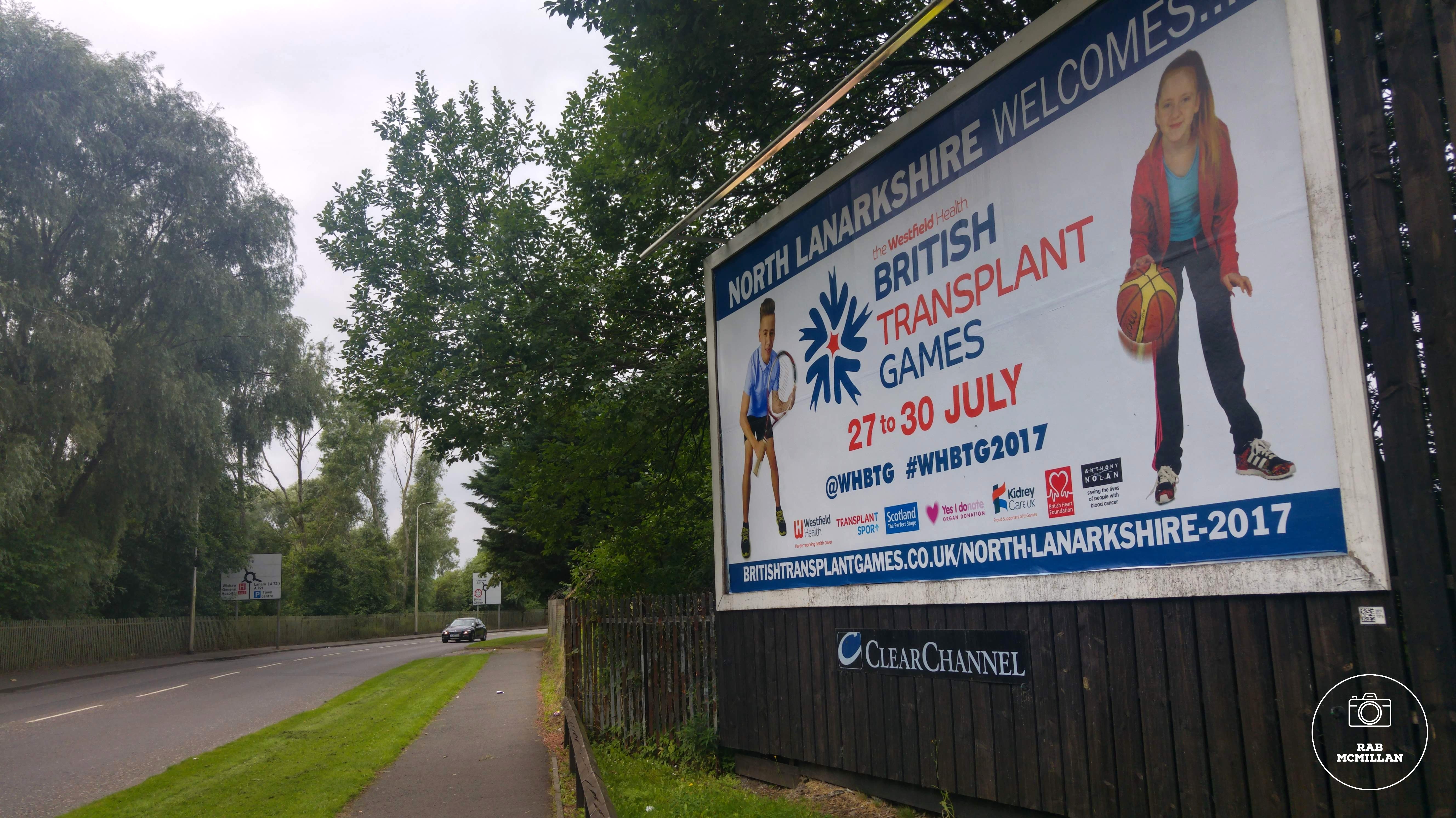 Billboard for the British Transplant Games, Alexander Street, Wishaw, 2017
