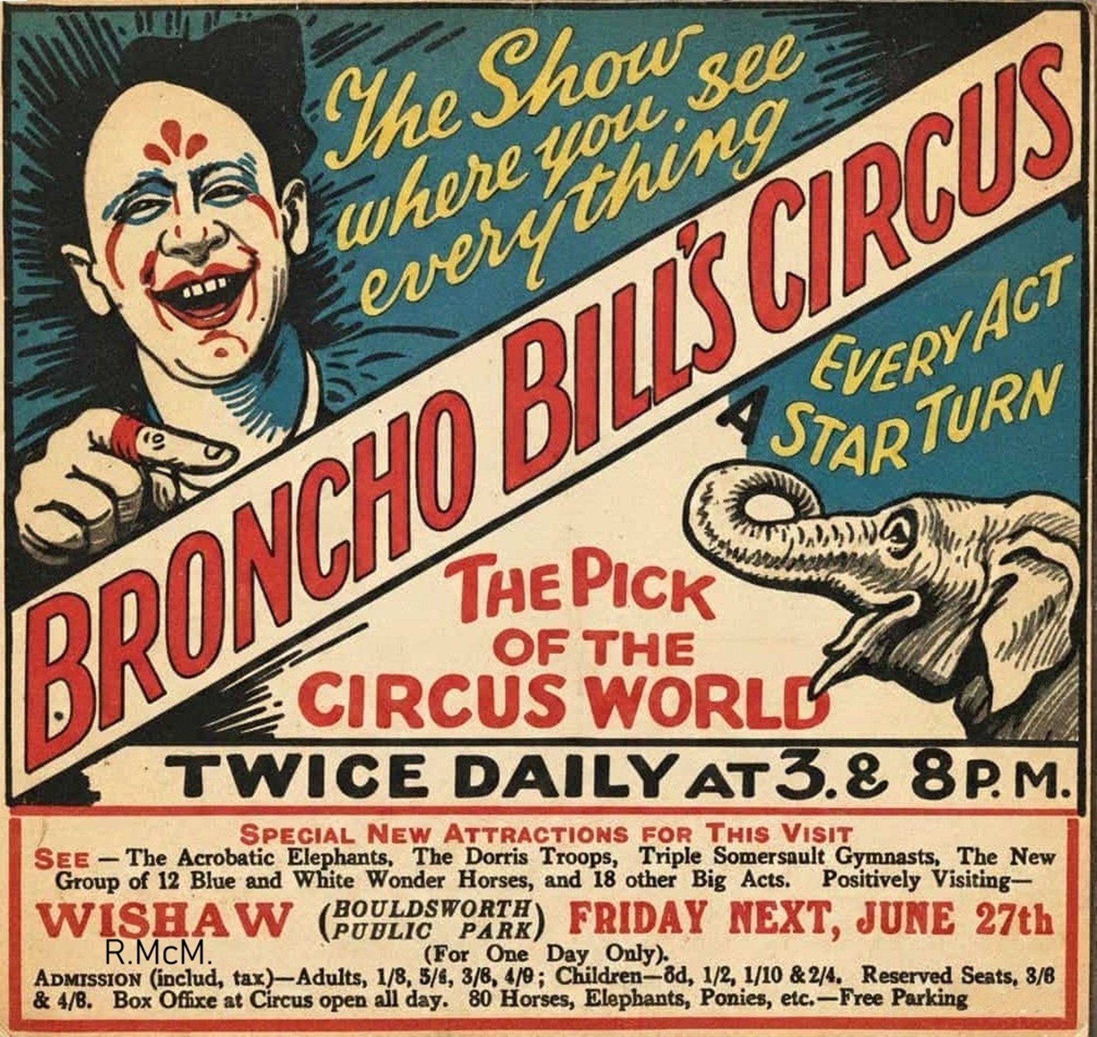 Broncho Bill's Circus, Houldsworth Park, Wishaw, 1930.
