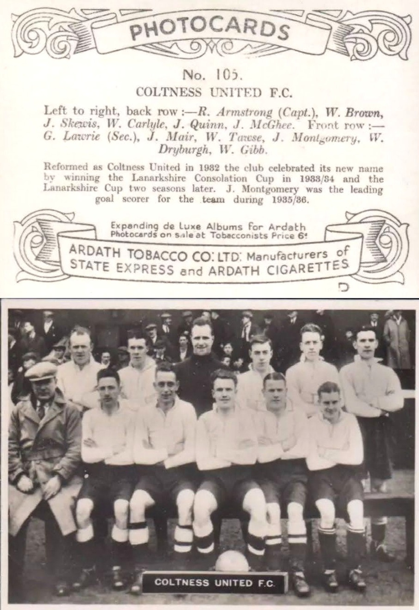 Coltness United F.C., Wishaw., mid 1900's.