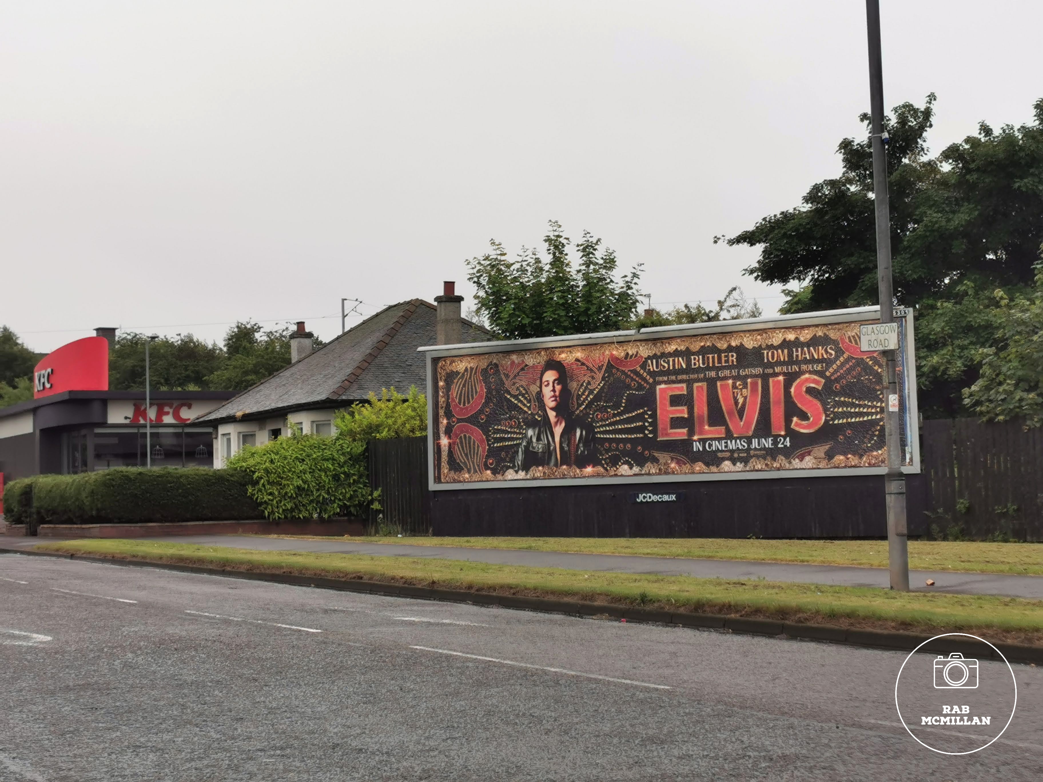 Billboard for the movie Elvis, Glasgow Road, Wishaw, 2022.