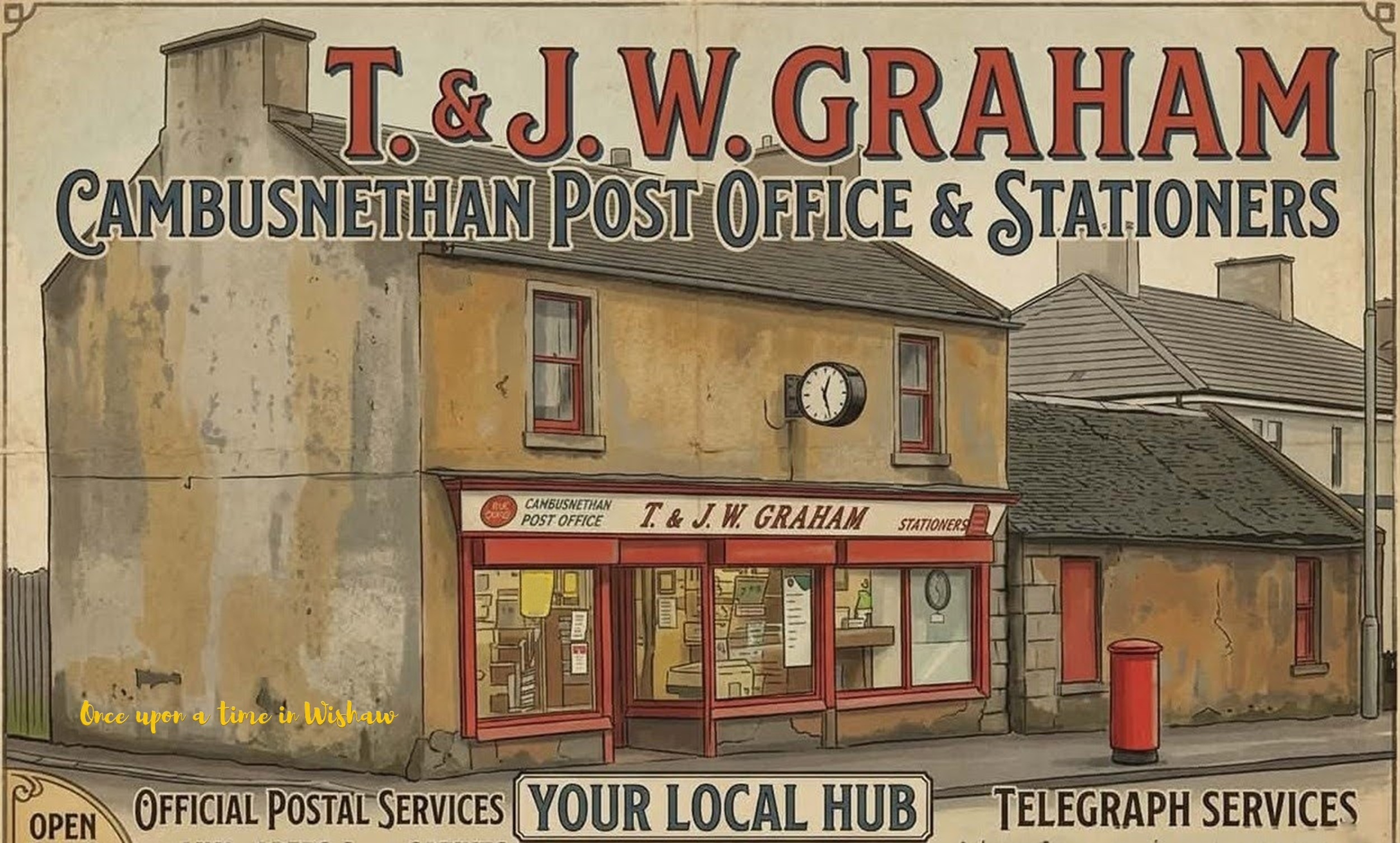 Poster I made of T.& J, W. Graham, Post Office, Cambusnethan, Wishaw.