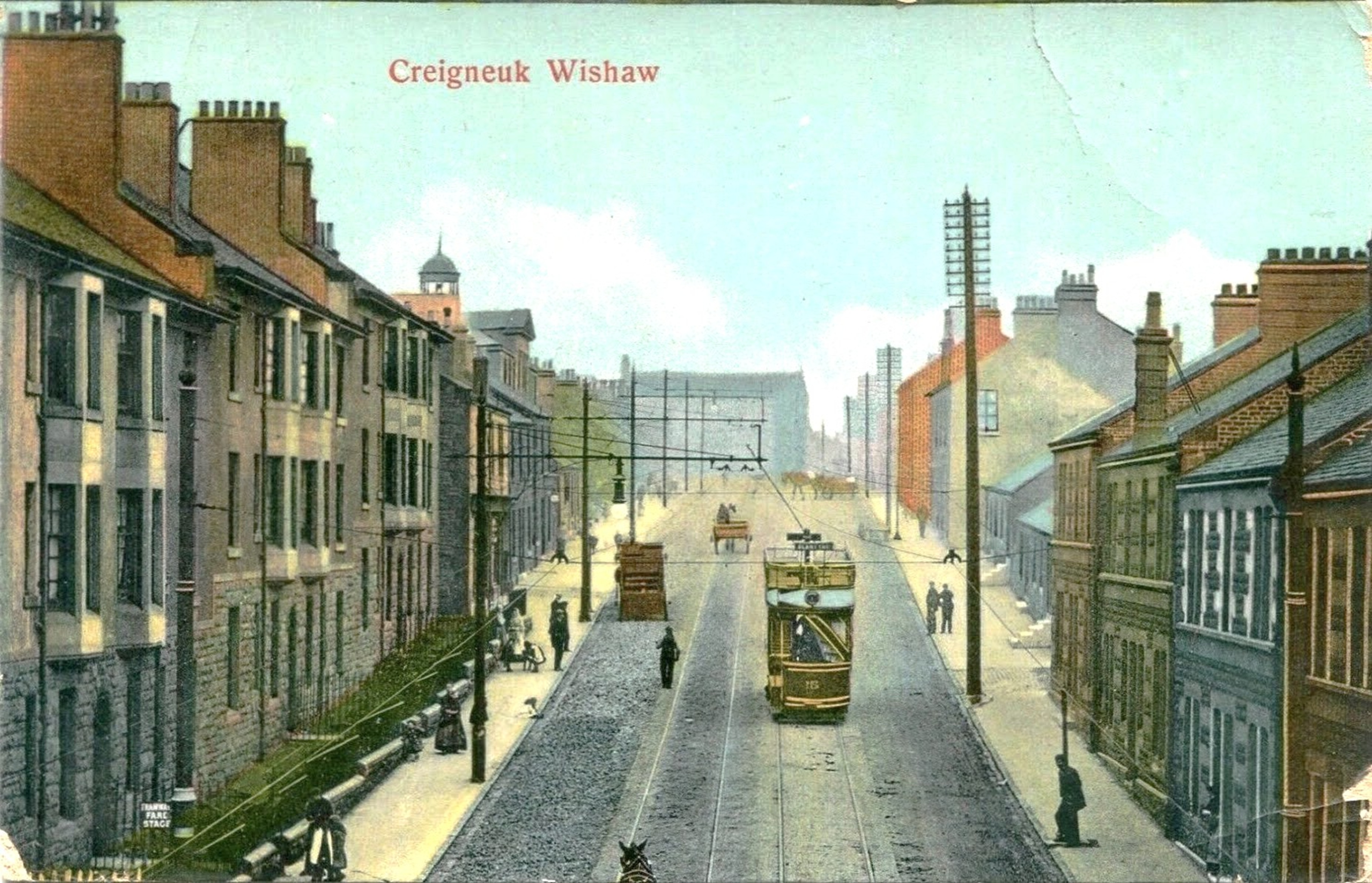 Postcard of the Beehive Brae, Craigneuk, Wishaw, early 1900's, note the misspelling of Craigneuk.