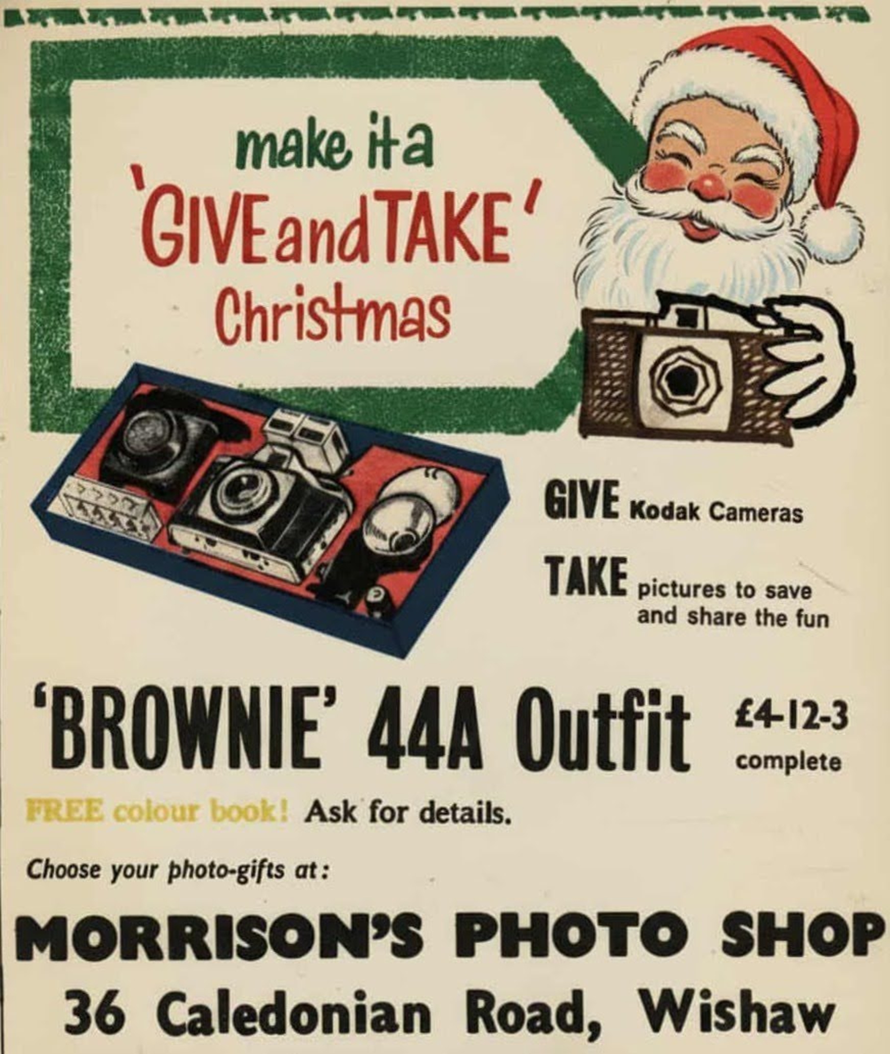 Morrison's Photo Shop, Caledonian Road, Wishaw, Christmas, 1962.