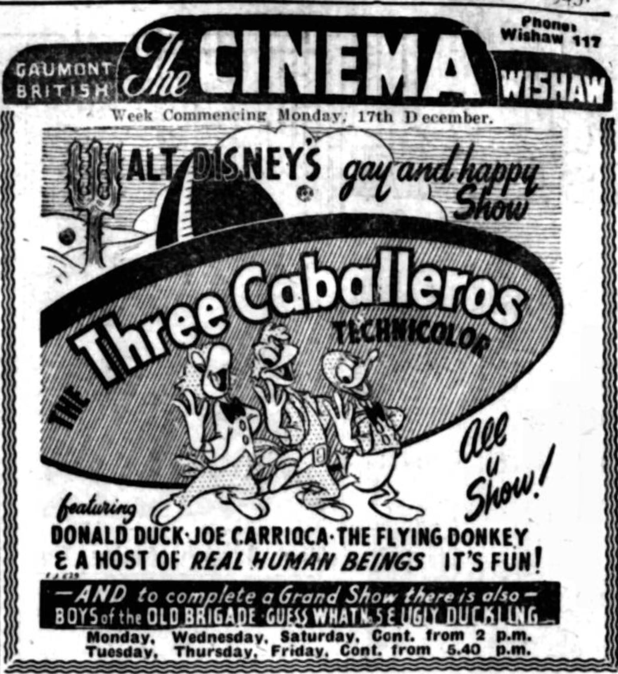 Advert, The Cinema, Wishaw, 1945.