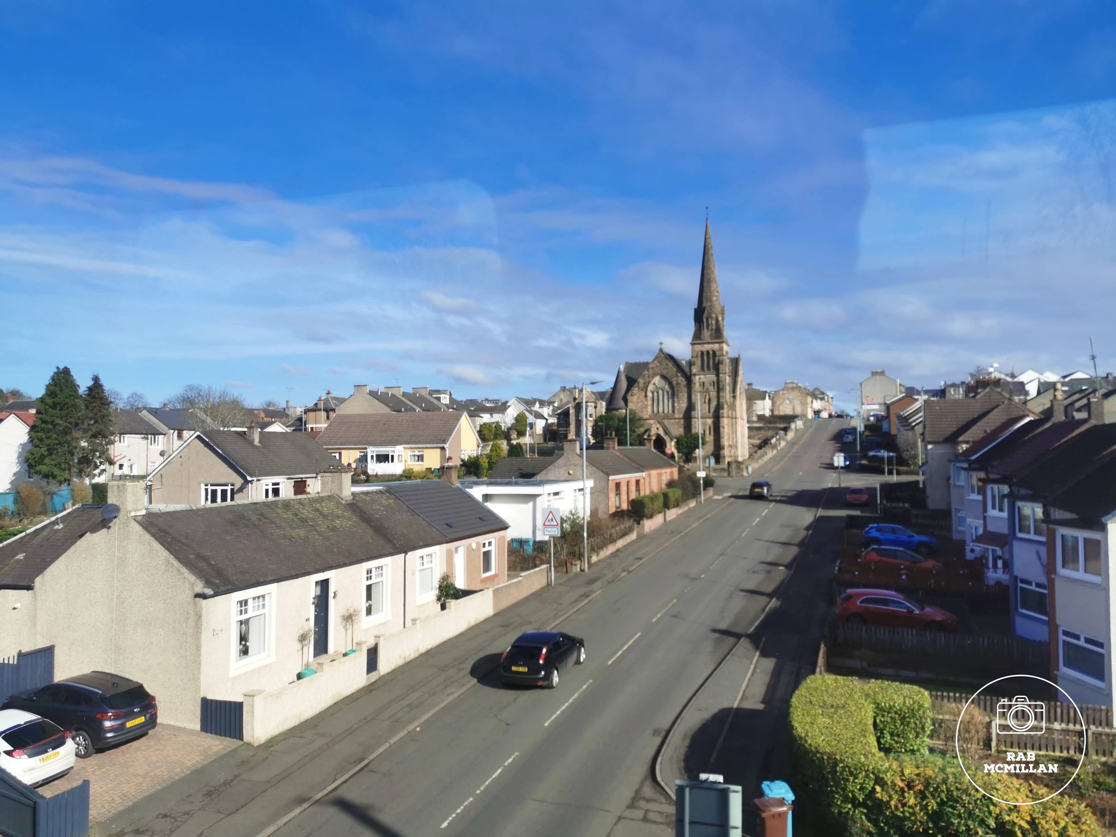 View from the Glasgow to Lanark Train, Caledonian Road, Wishaw, 2023.