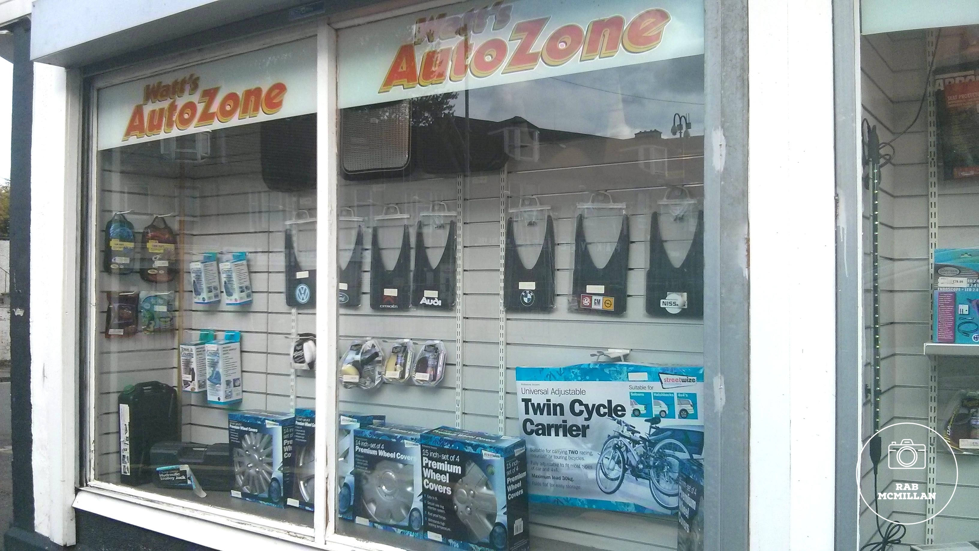 Window display, Andrew Watt, corner of Main Street/Glen Road, Wishaw, 2015.