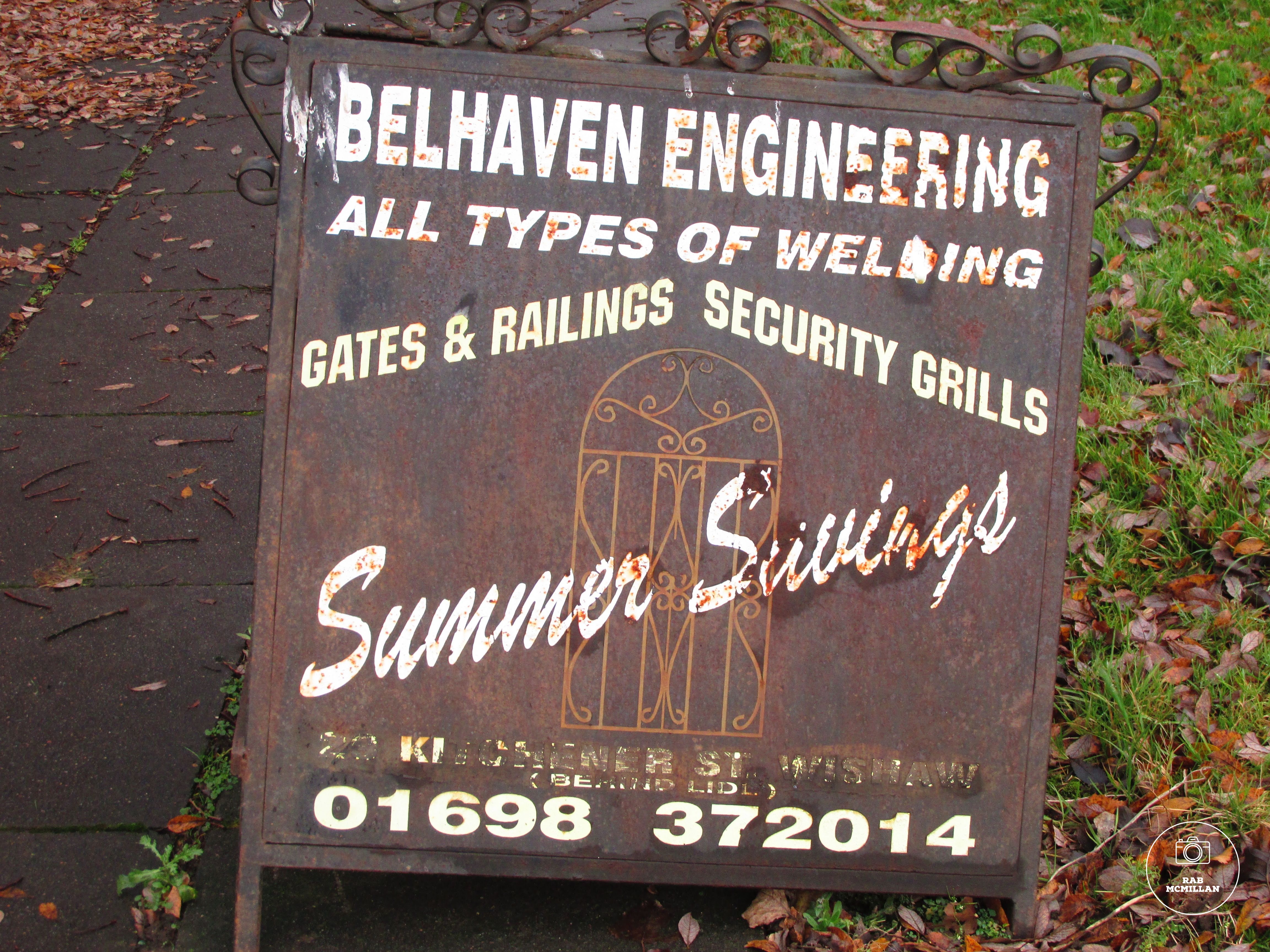 Old sign, Belhaven Engineering, Kitchener Street, Wishaw.