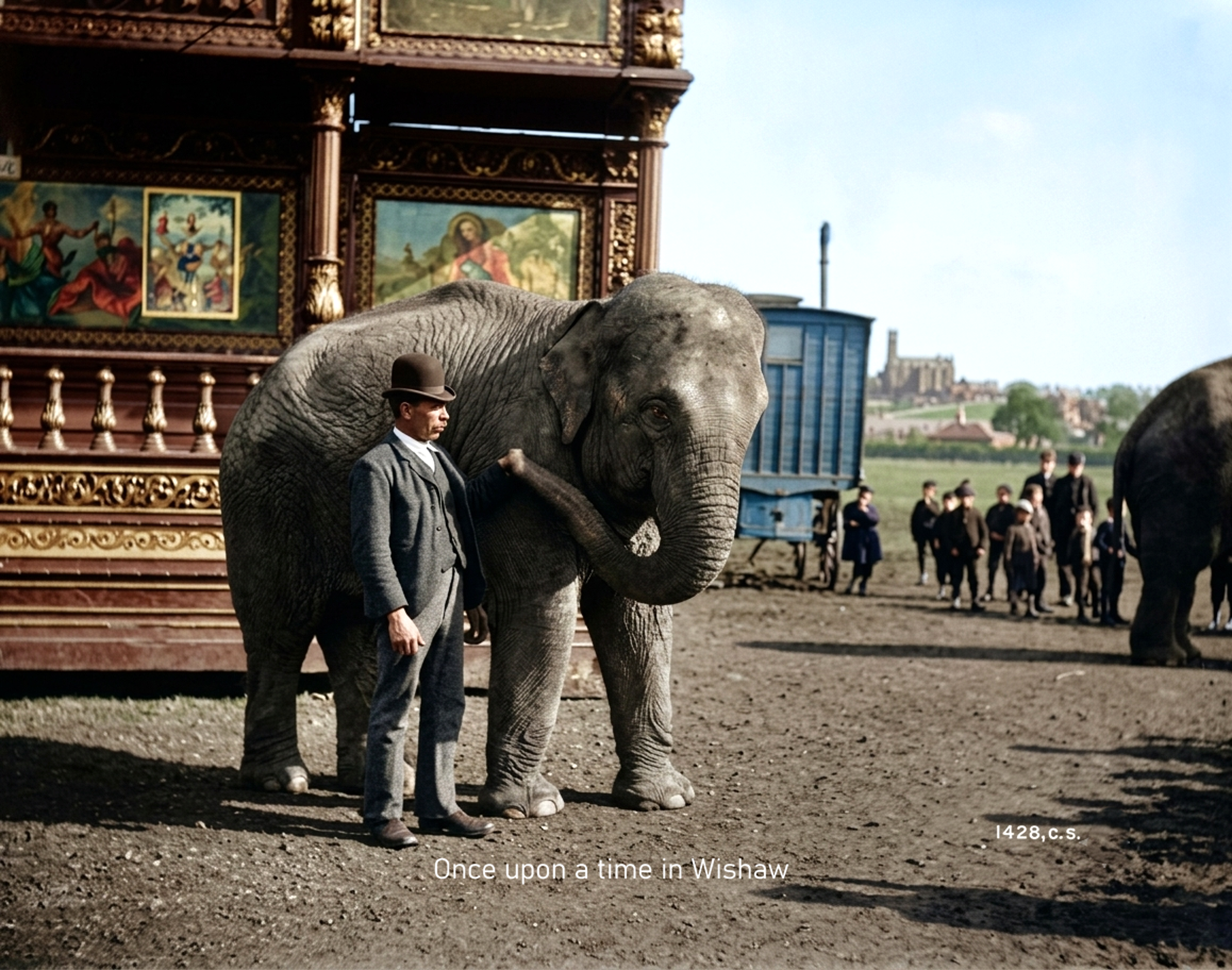 Pinder's Circus, Houldsworth Park, Wishaw, late 1800's Photo by Charles Reid, I added the colour.