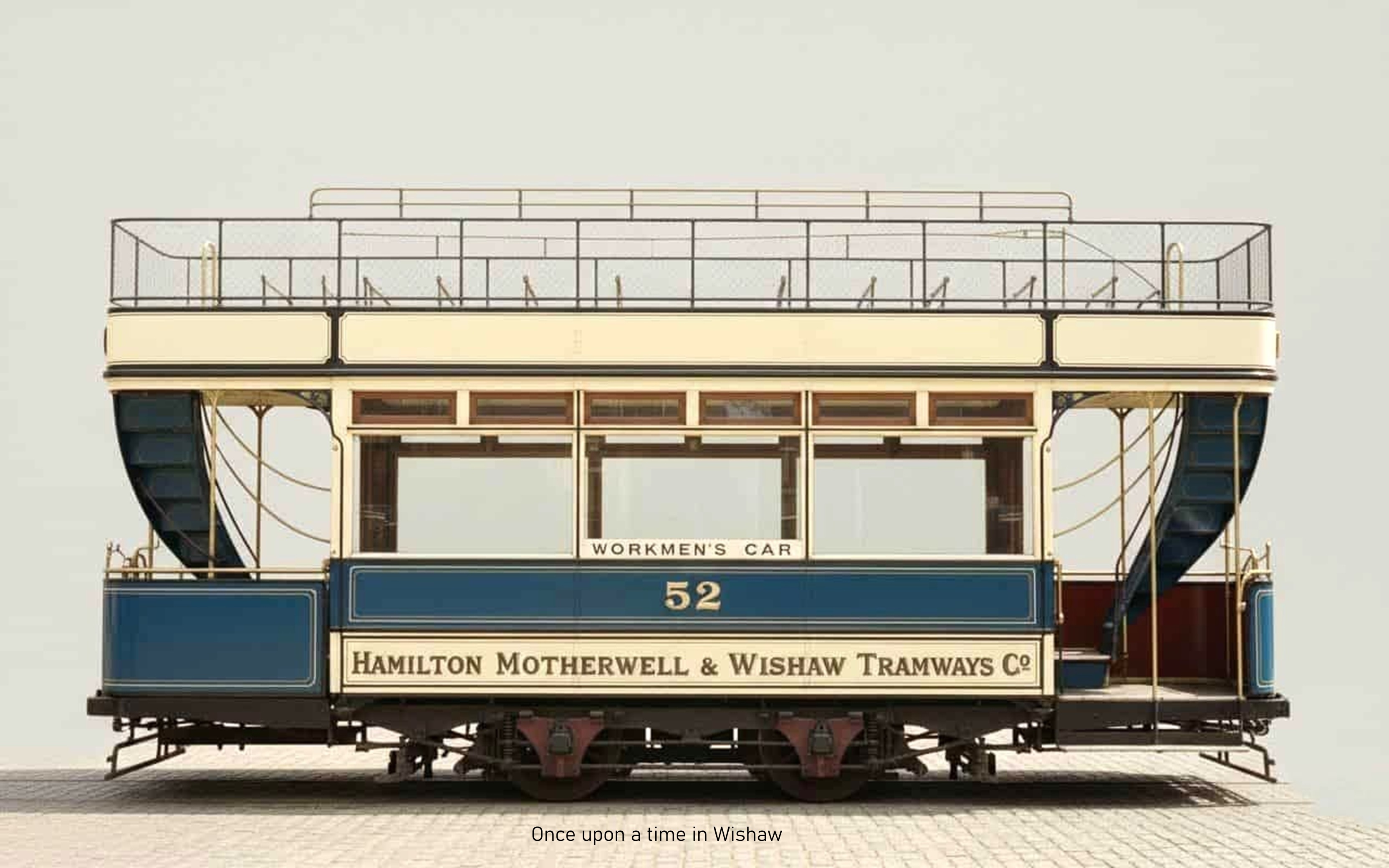 Tram belonging to The Hamilton, Motherwell and Wishaw Tramway Company, early 1900's.
