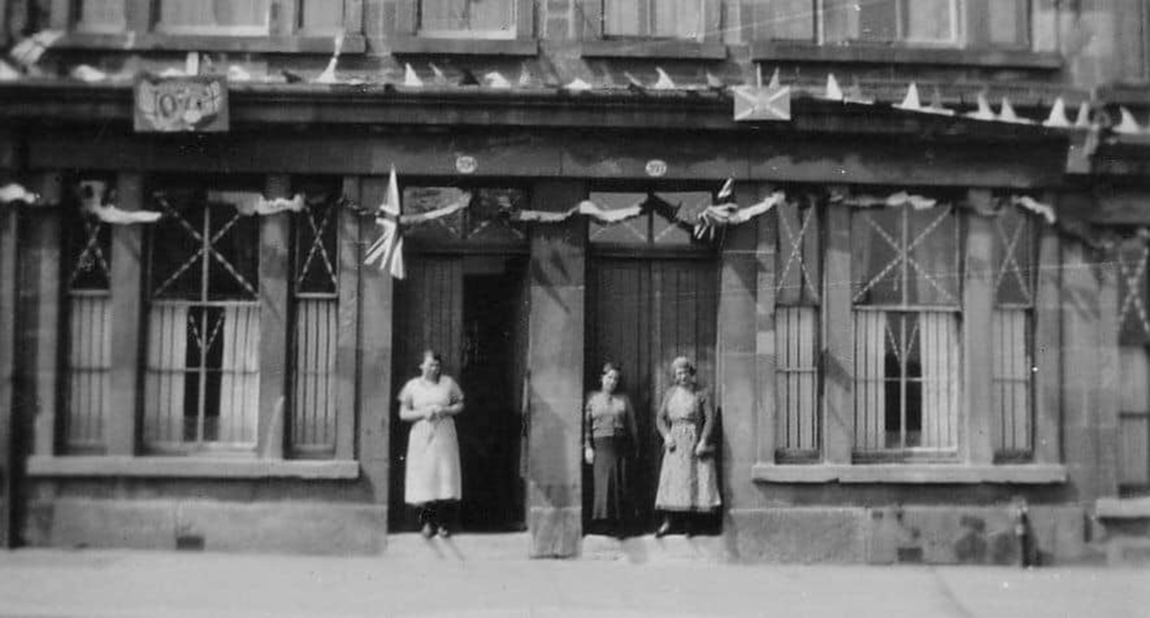 Bunting in Caledonian Road, Wishaw for the Coronation of George VI and Elizabeth, 1937.