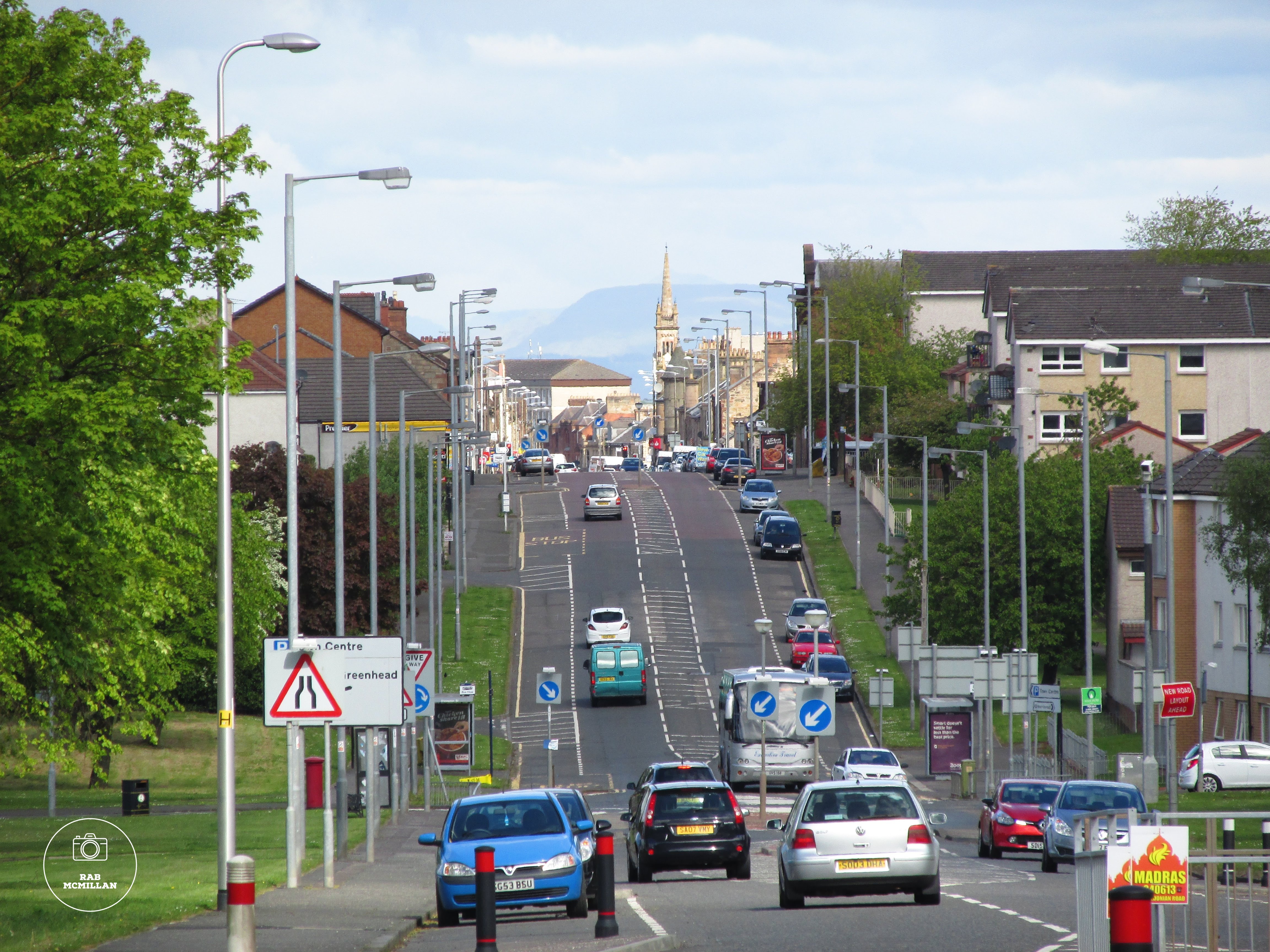 Stewarton Street, Wishaw, looking to the town centre and beyond, 2015.