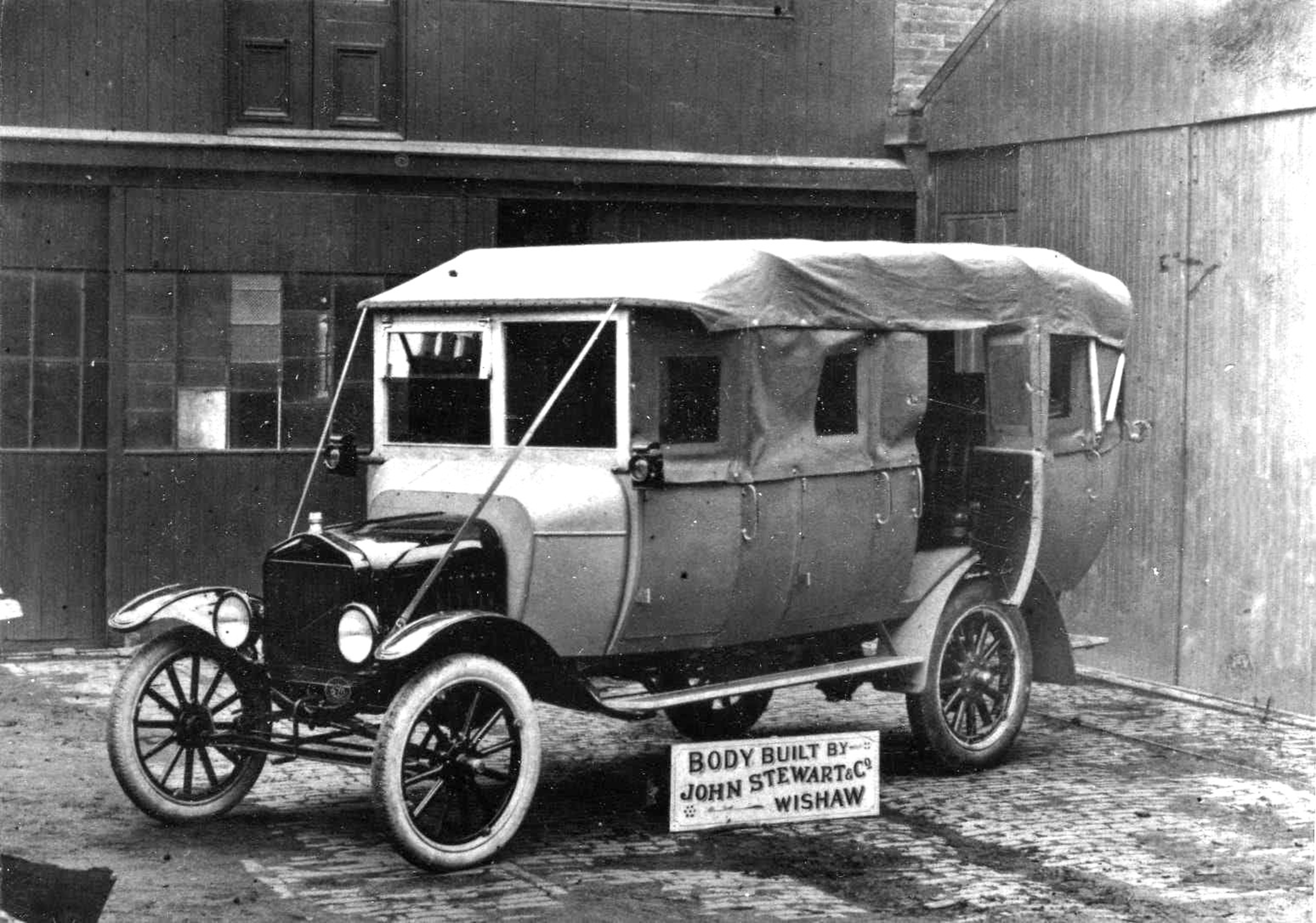 Model T Ford, Coltness Coachworks, Kirk Road, Wishaw, early 1900's, courtesy of Jack Kirk.