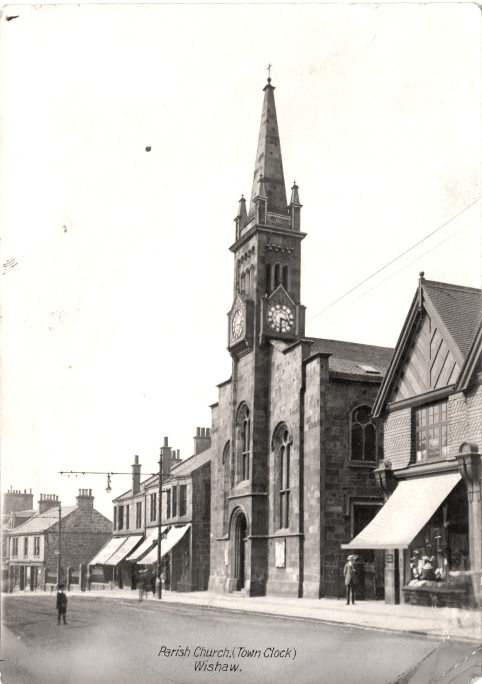 Wishaw Old Parish Church/Town Clock, Main Street, Wishaw, 1920's.