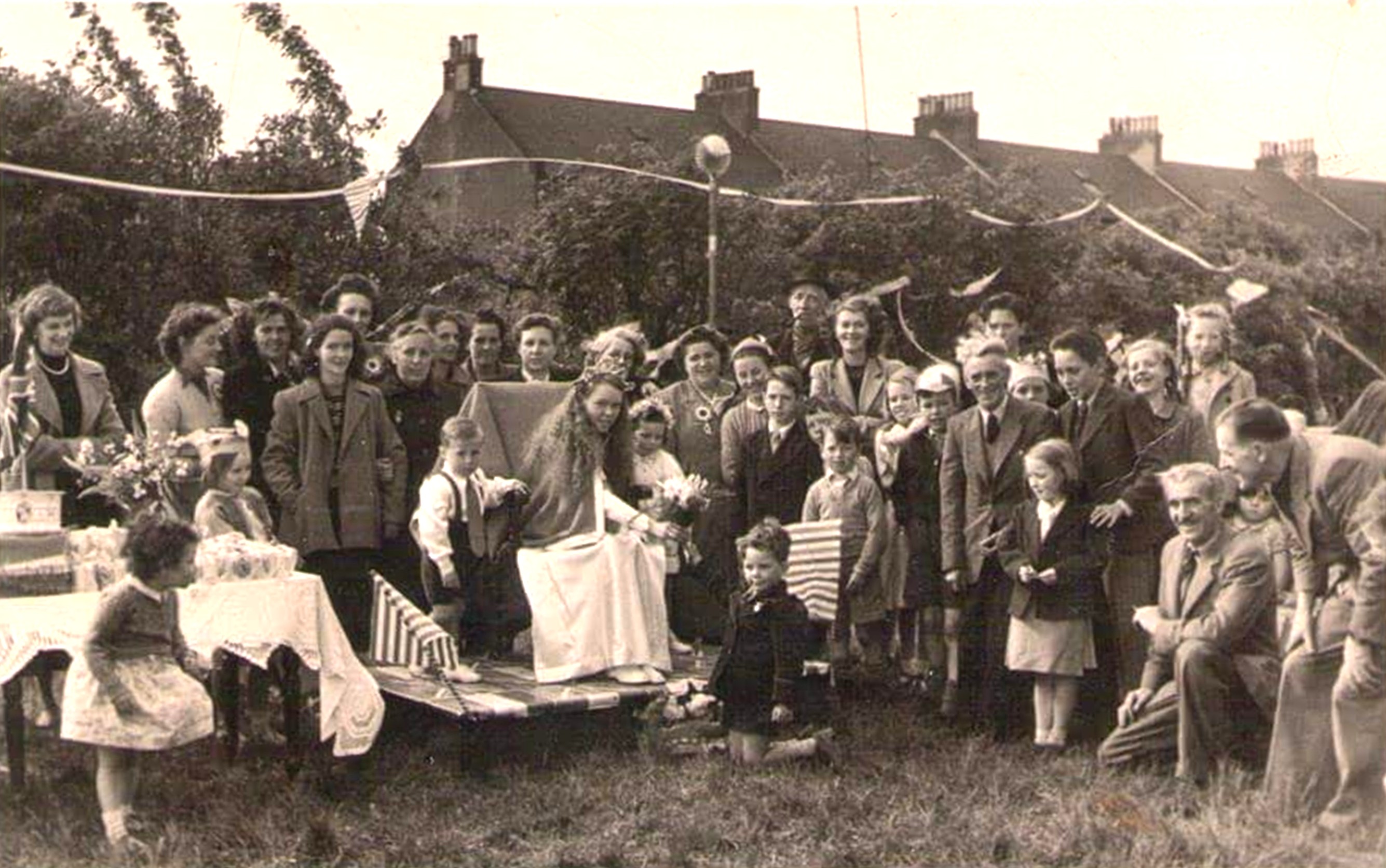 Street Party for the Coronation of Elizabeth II, Craigneuk, Wishaw, 1953. My Mum is just a girl in this pic.