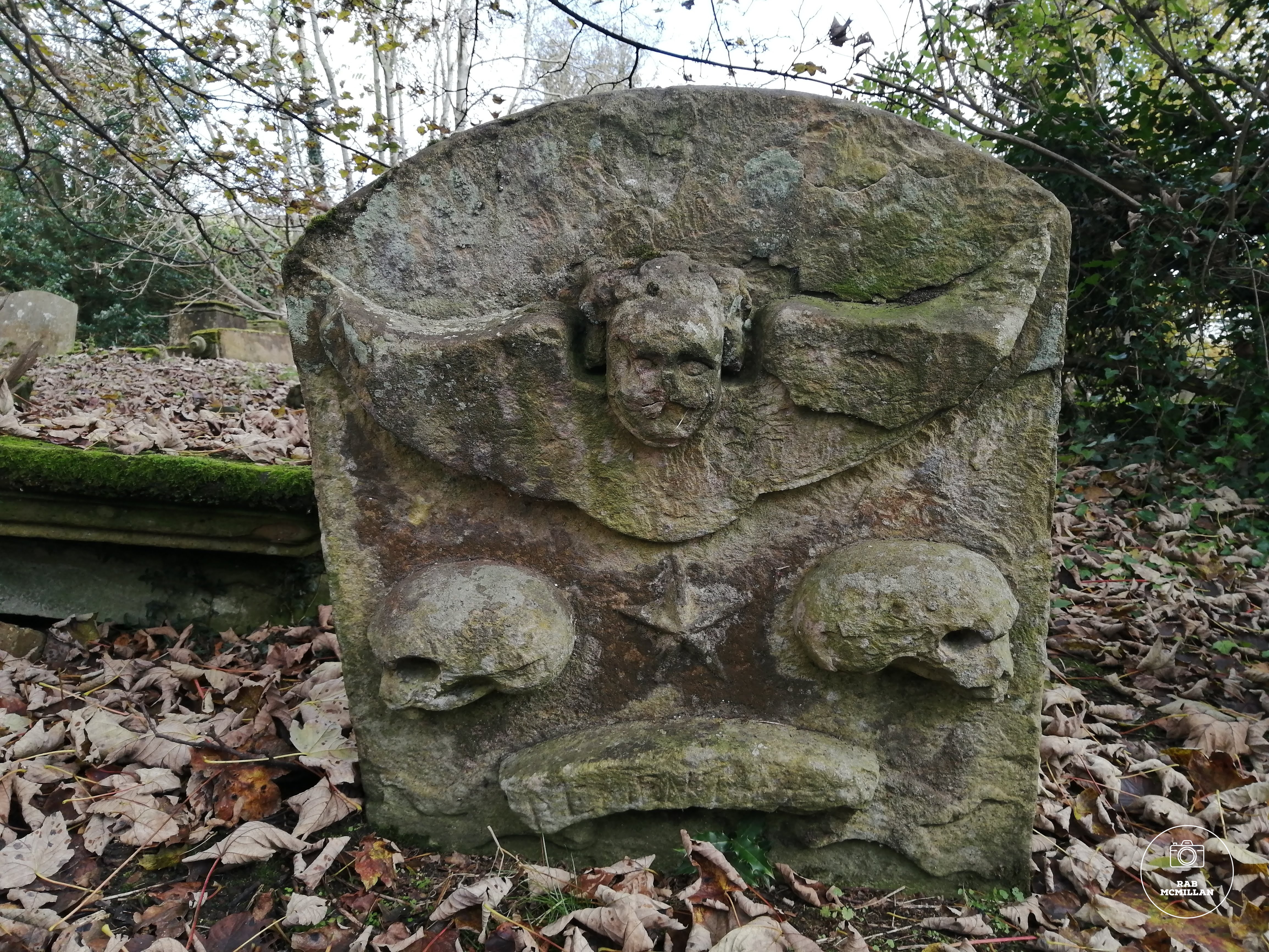 One of the oldest gravestones in Cambusnethan Graveyard, Greenhead, Wishaw. photo from 2019.