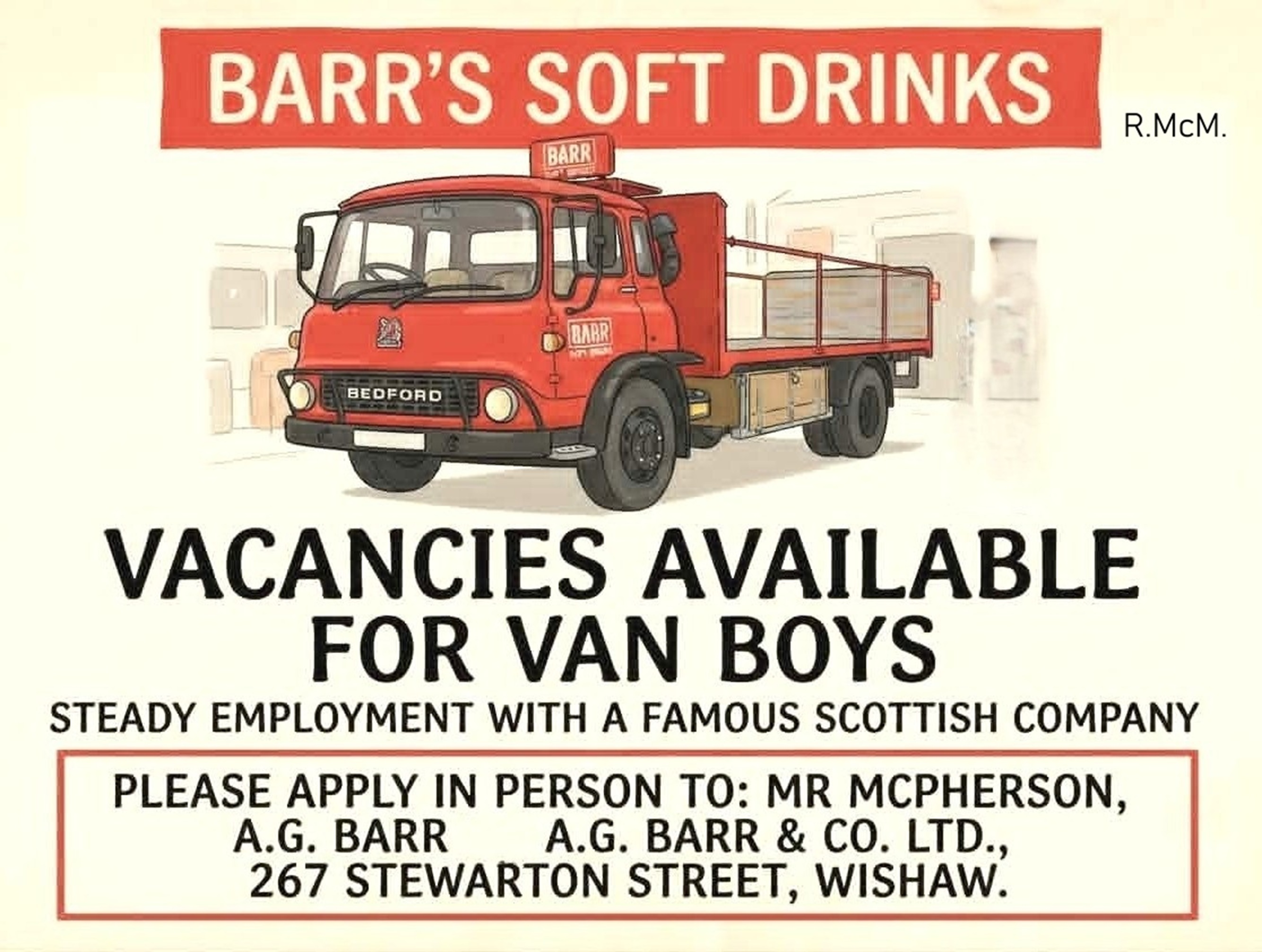 Advert for Van Boys, Barr's Ginger Works, Wishaw, 1973.