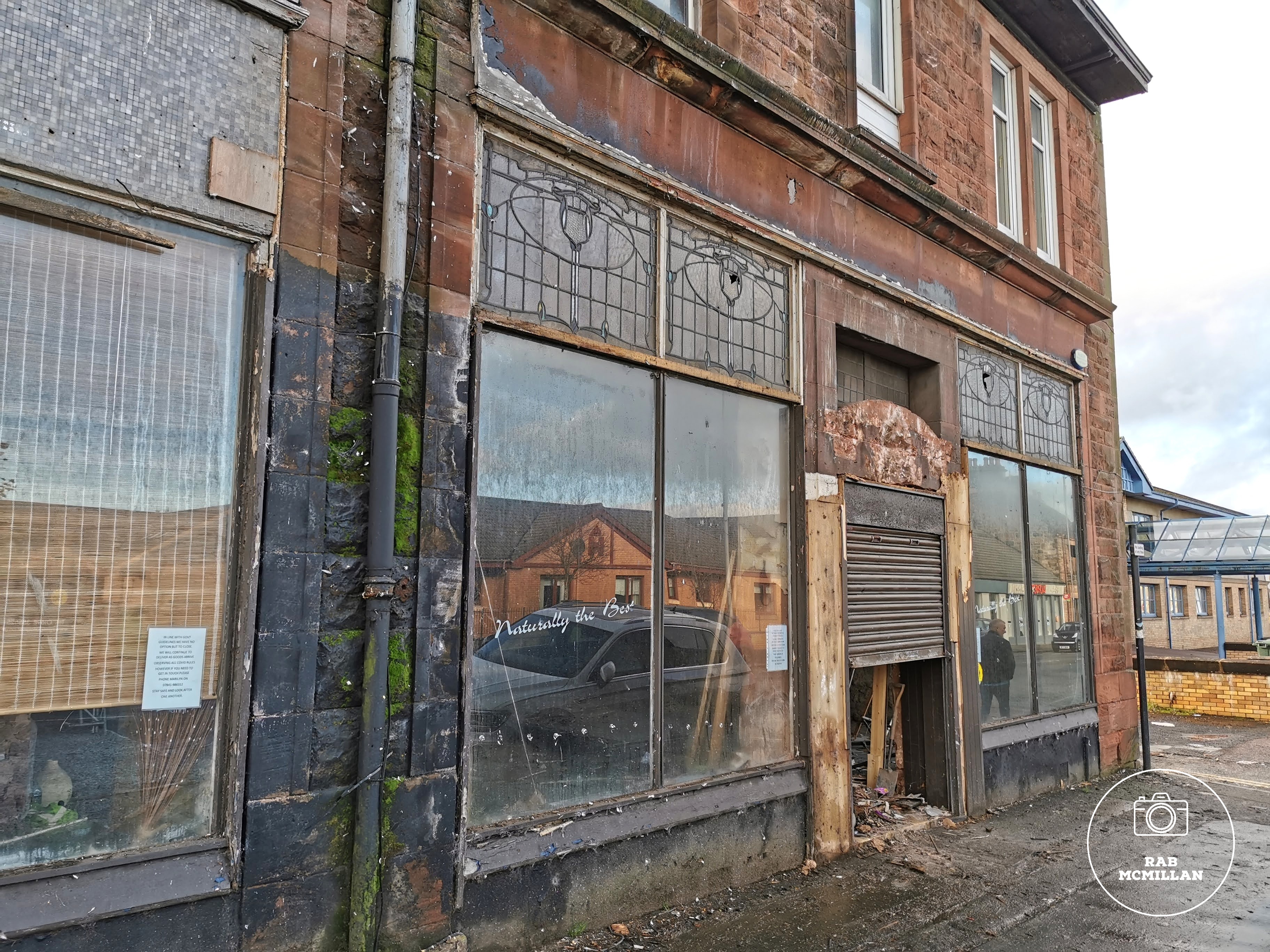 Original windows uncovered during renovations of the old Co-op building, Stewarton Street, Wishaw, 2021.