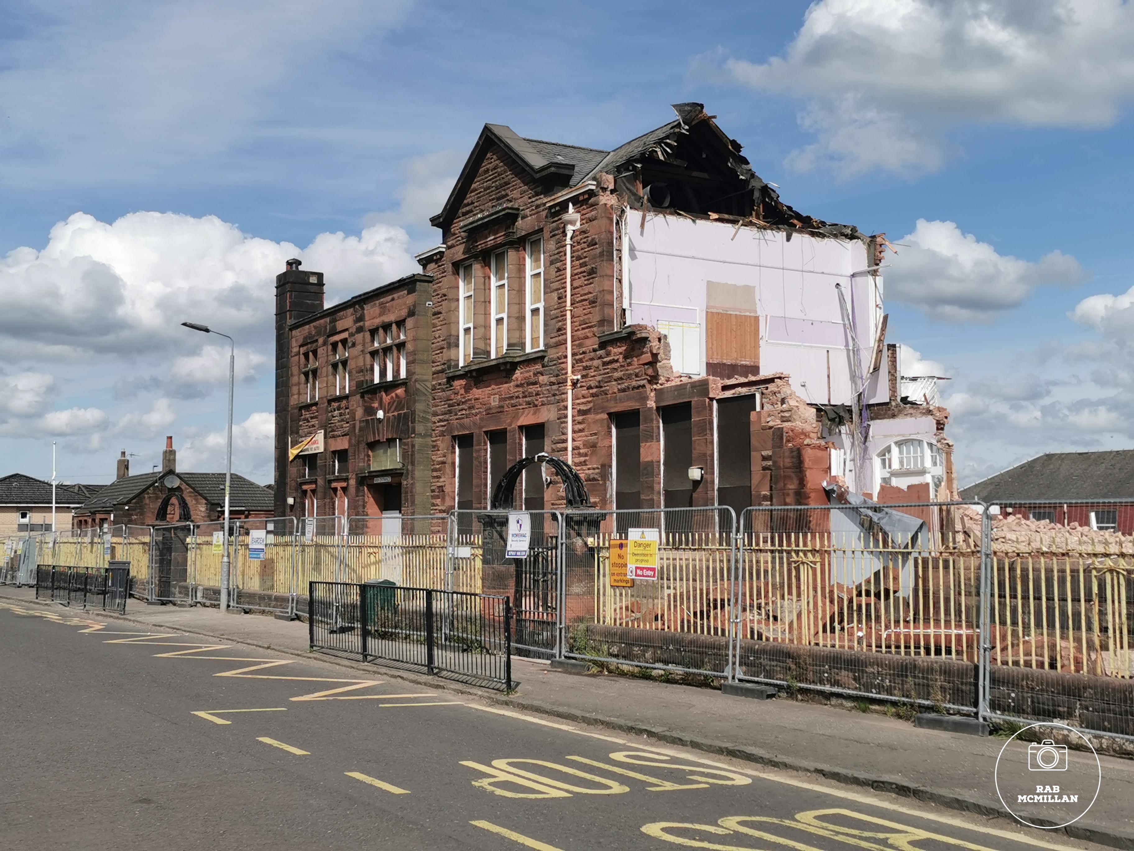 Demolition of Newmains Primary School, Wishaw, 2023.