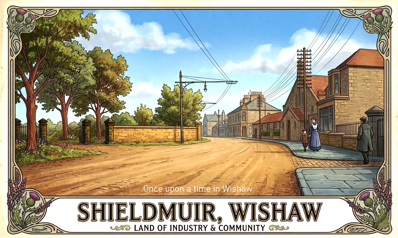 Poster I made based on a real photo, Shieldmuir, Craigneuk, Wishaw, early 1900's.