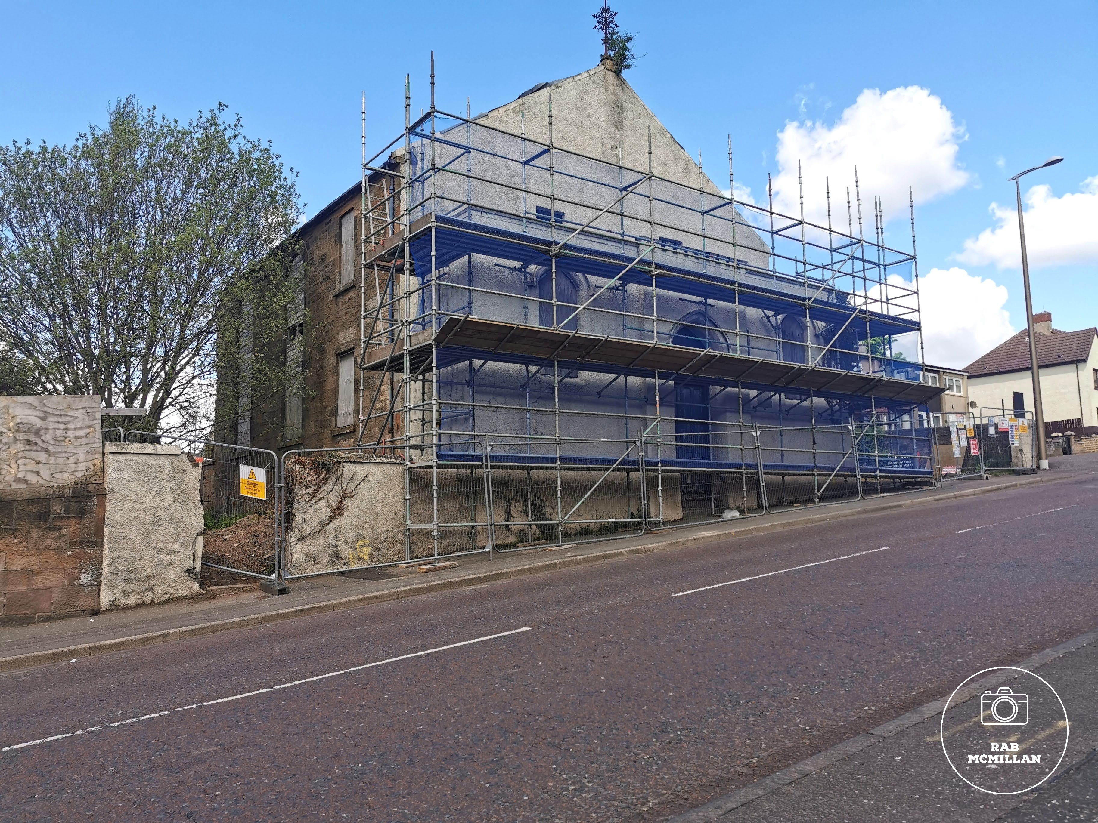 Demolition of the Methodist Church, Caledonian Road, Wishaw, 2021.
