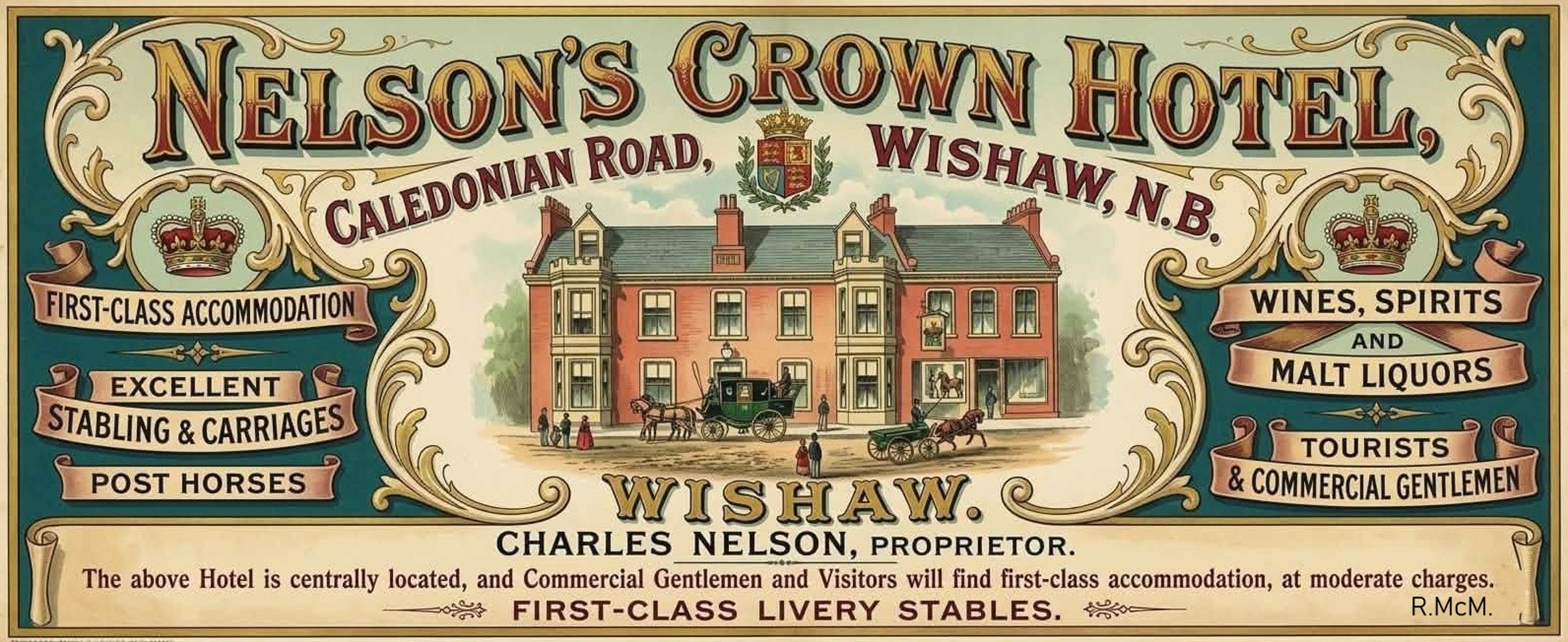 Nelson's Crown Hotel, Caledonian Road, Wishaw, late 1800's.