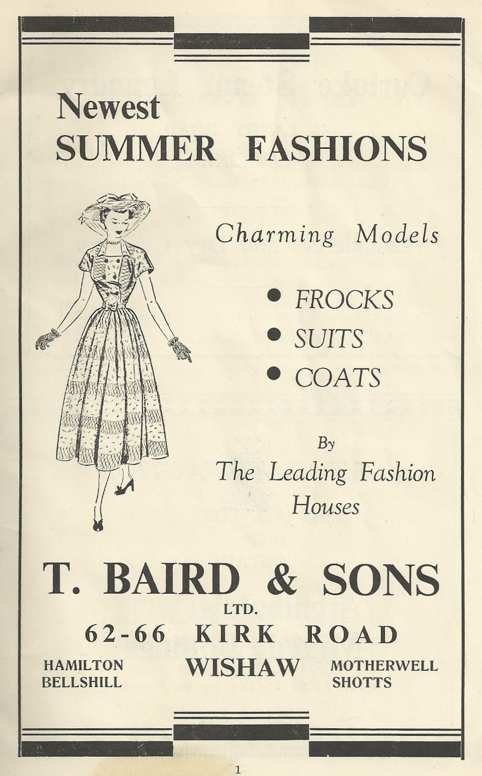 Advert for Bairds of Wishaw, 1949