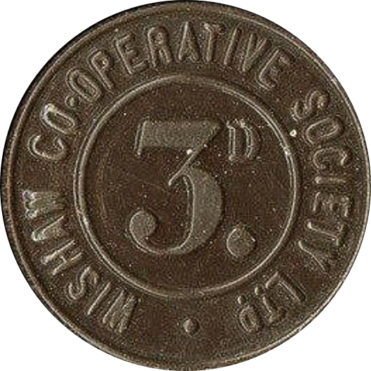 Wishaw Cooperative Society Thrupenny Token, early 1900's.