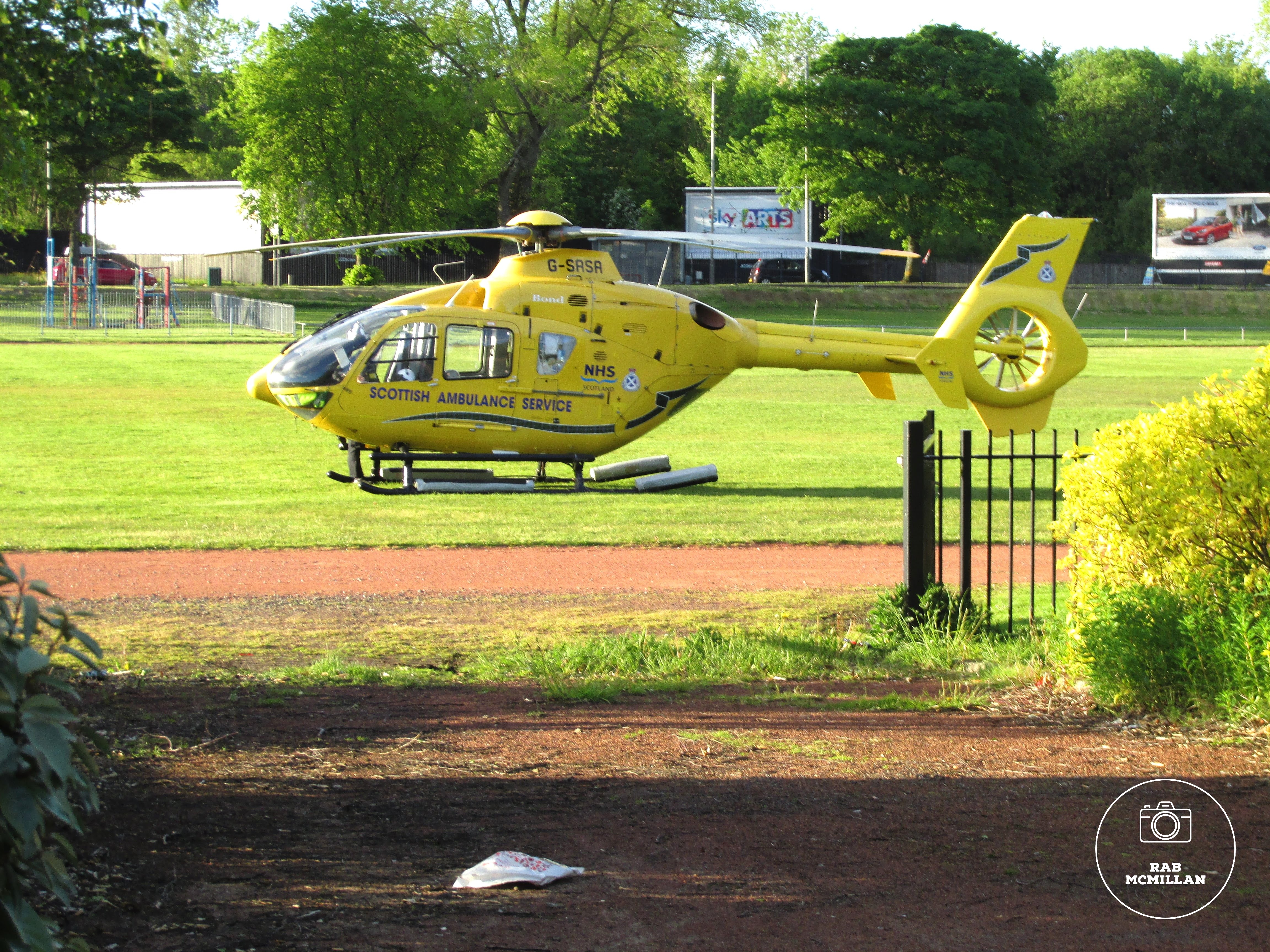 Scottish Ambulance Service Helicopter, King George V Park, Wishaw, 2015.