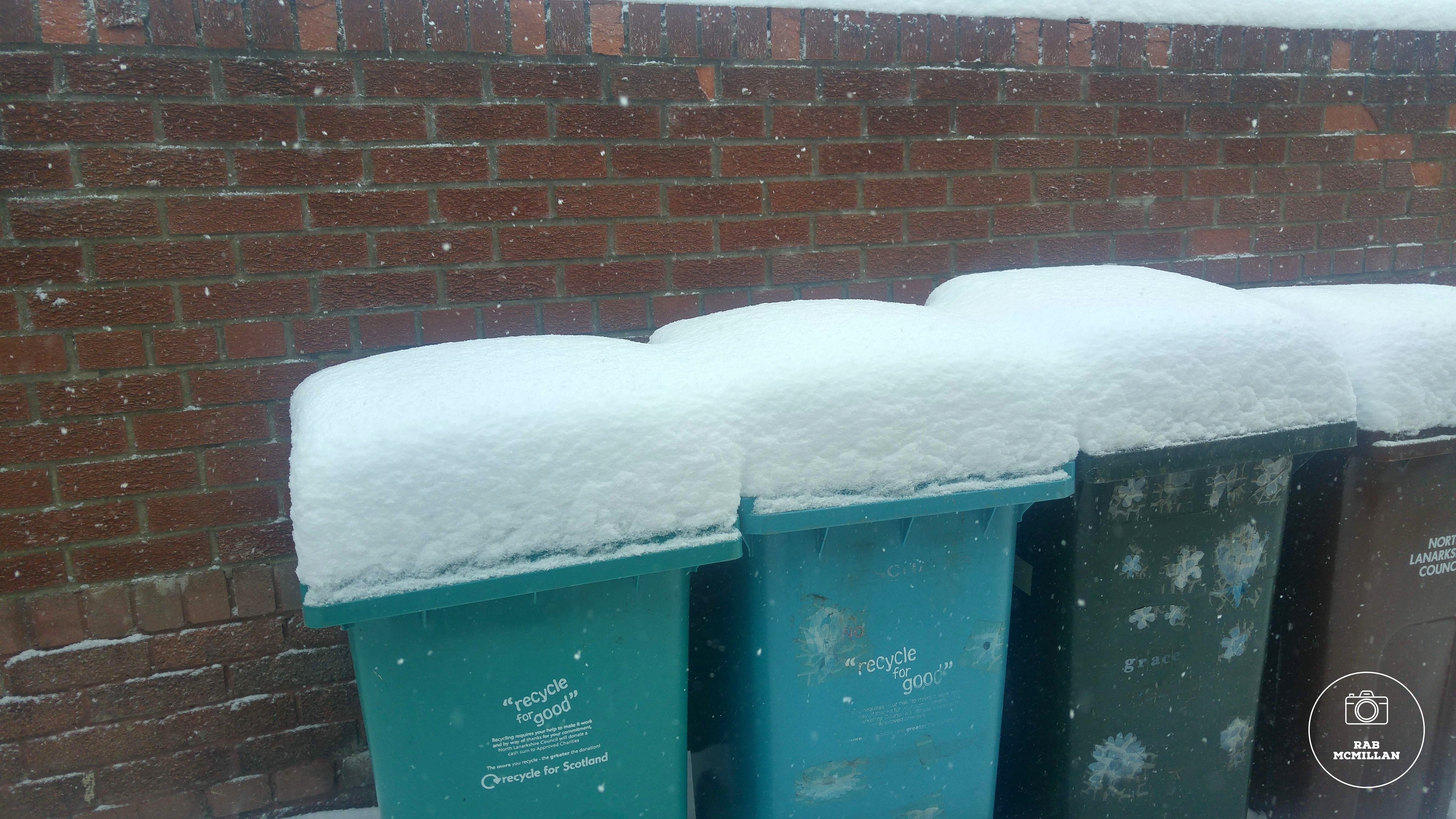 Wheelie Bins, Coltness, Wishaw, February, 2018.