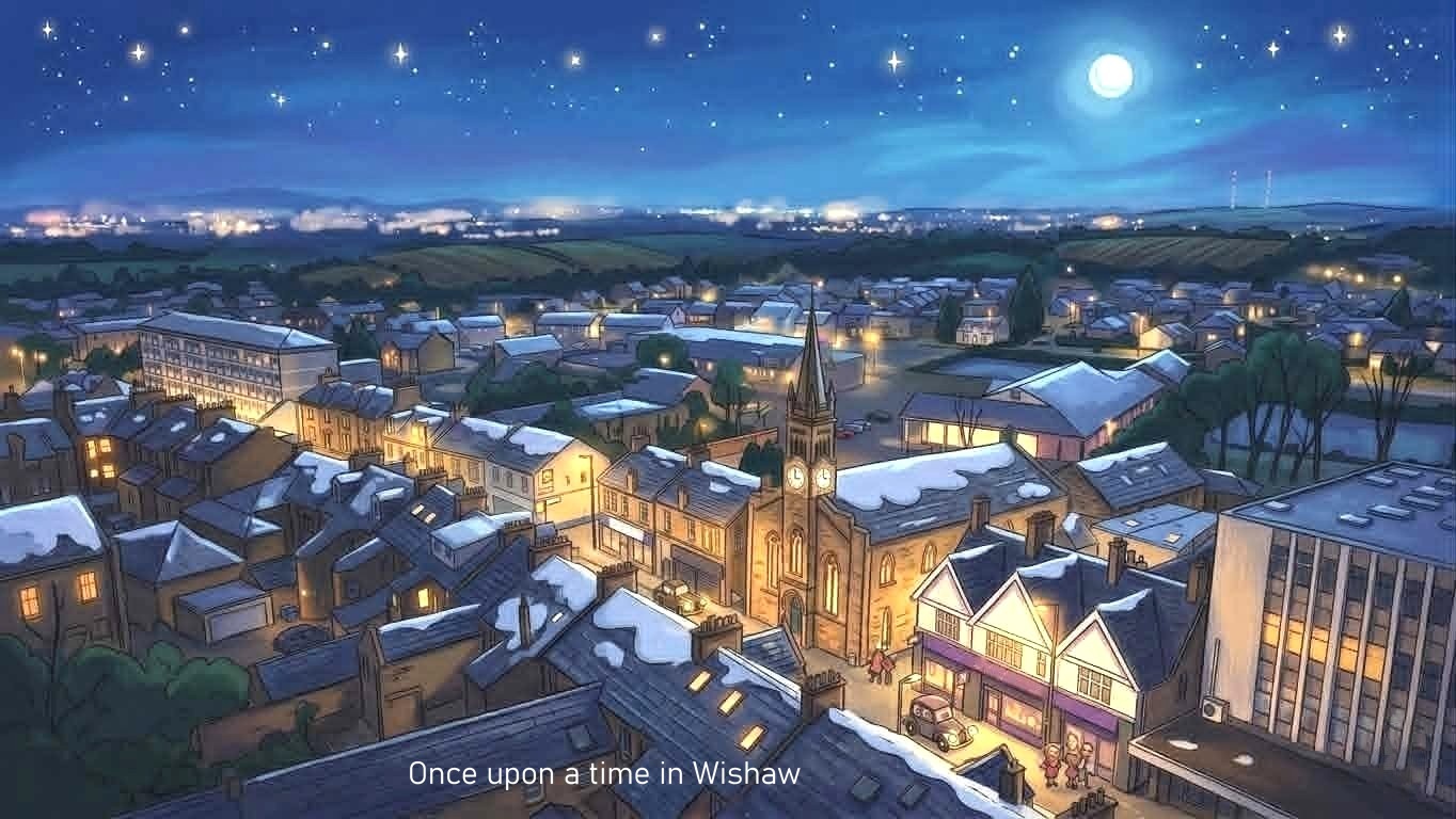 Cartoon image from one of my own photos, Main Street, Wishaw.